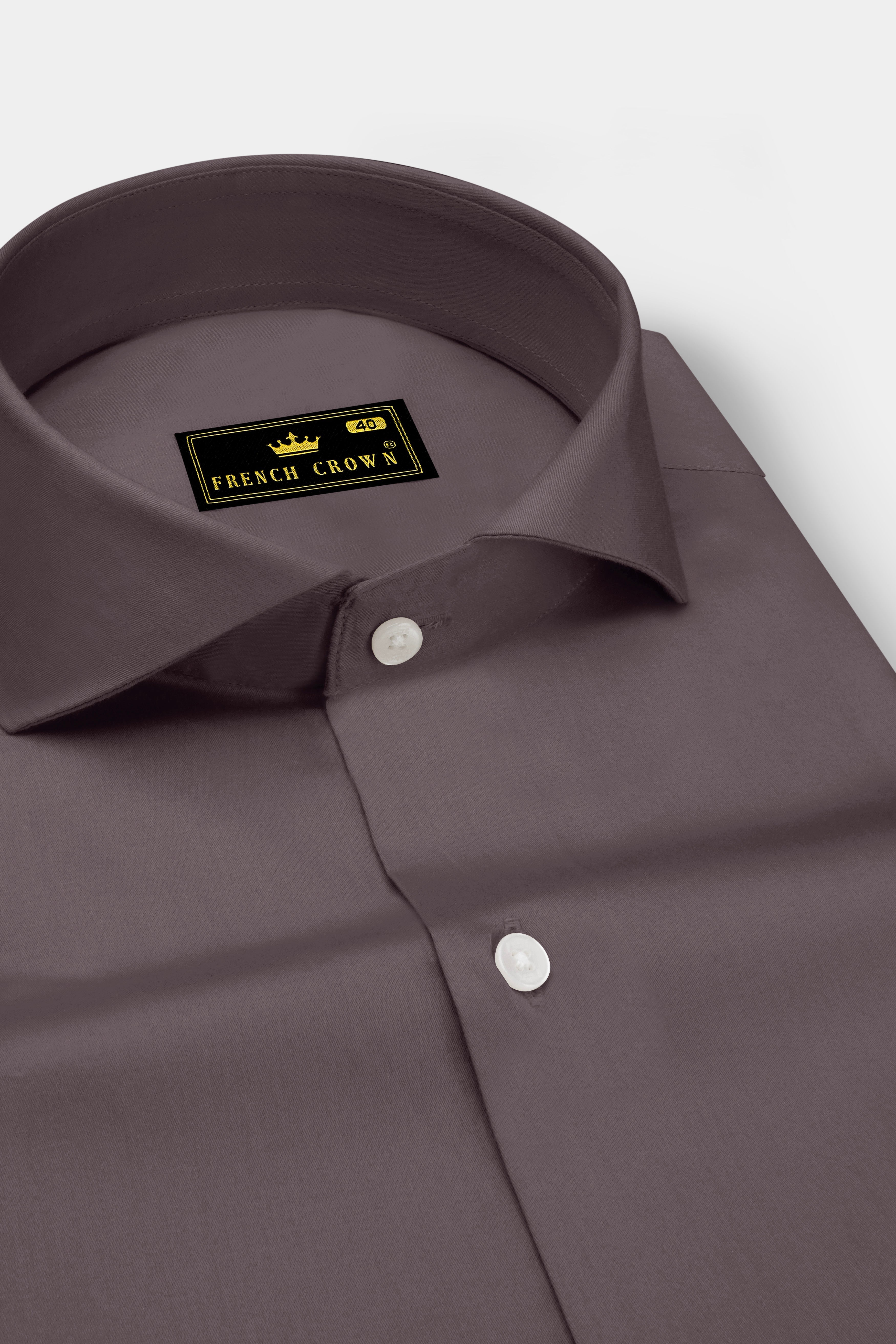 Umbero-Wenge Brown Subtle Sheen Super Soft Premium Cotton Cut Away Collar Dress Shirt