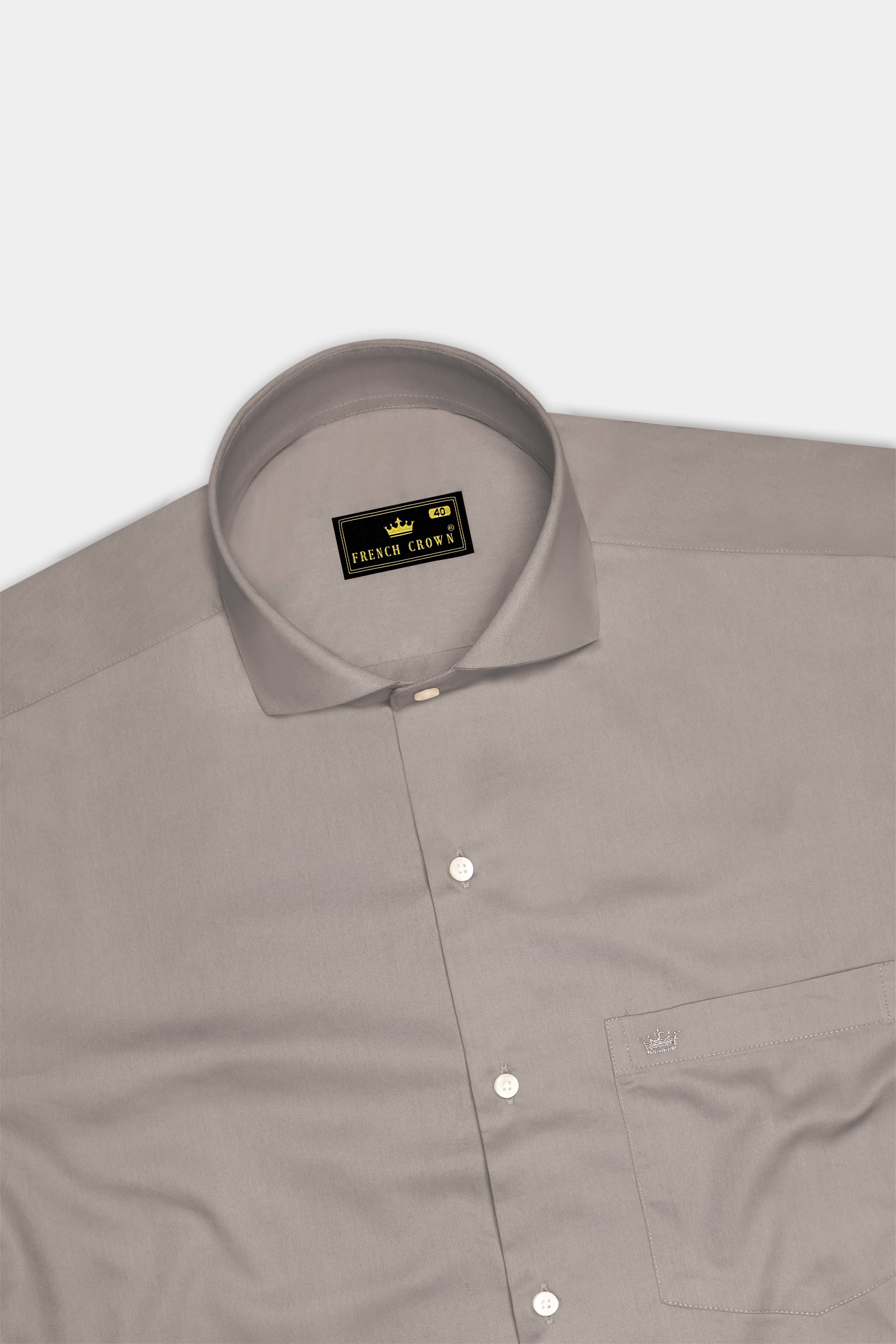 Umbero-Wenge Brown Subtle Sheen Super Soft Premium Cotton Cut Away Collar Dress Shirt