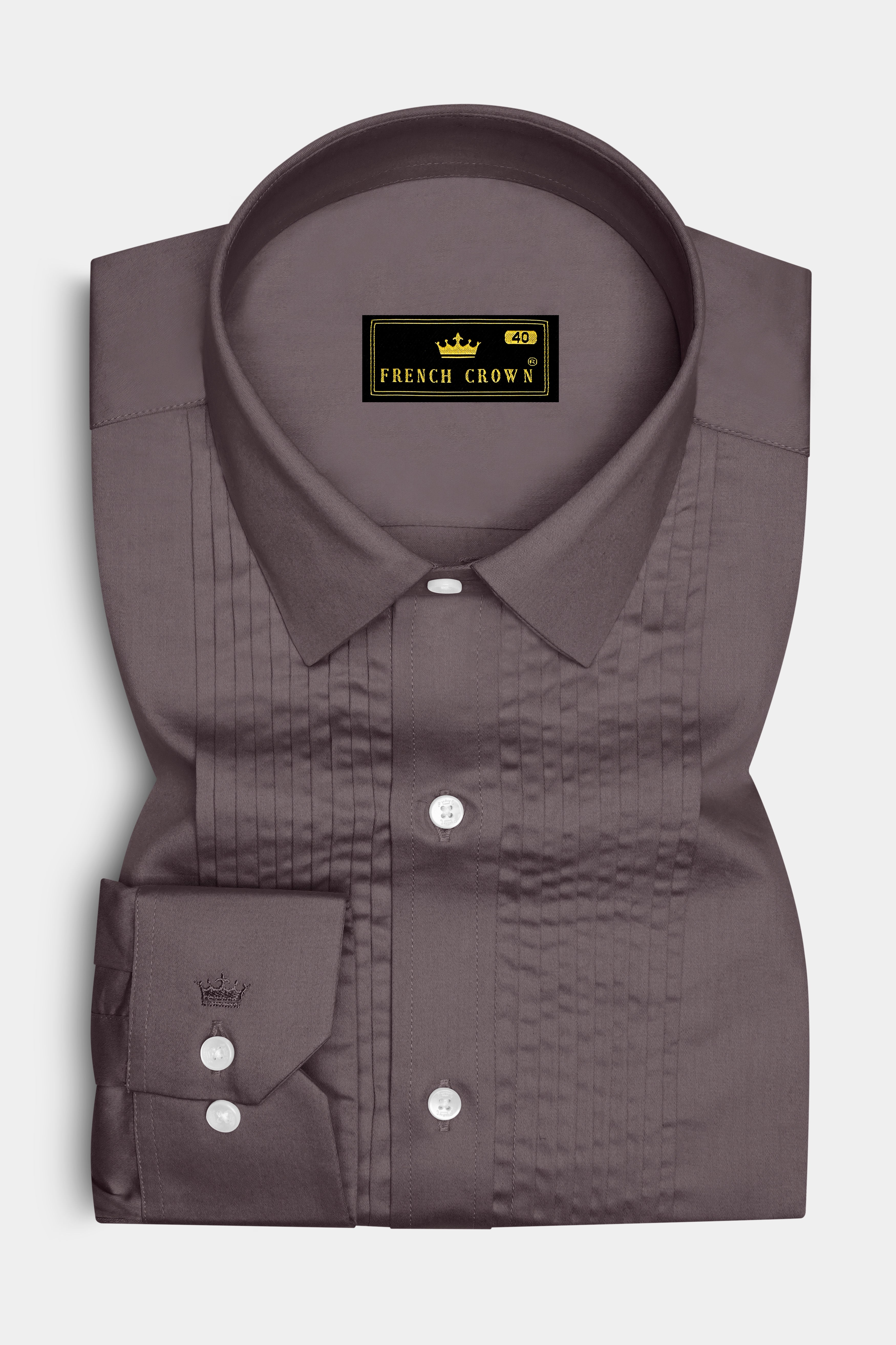 Umbero-Wenge Brown Subtle Sheen Super Soft Premium Cotton Tuxedo Dress Shirt