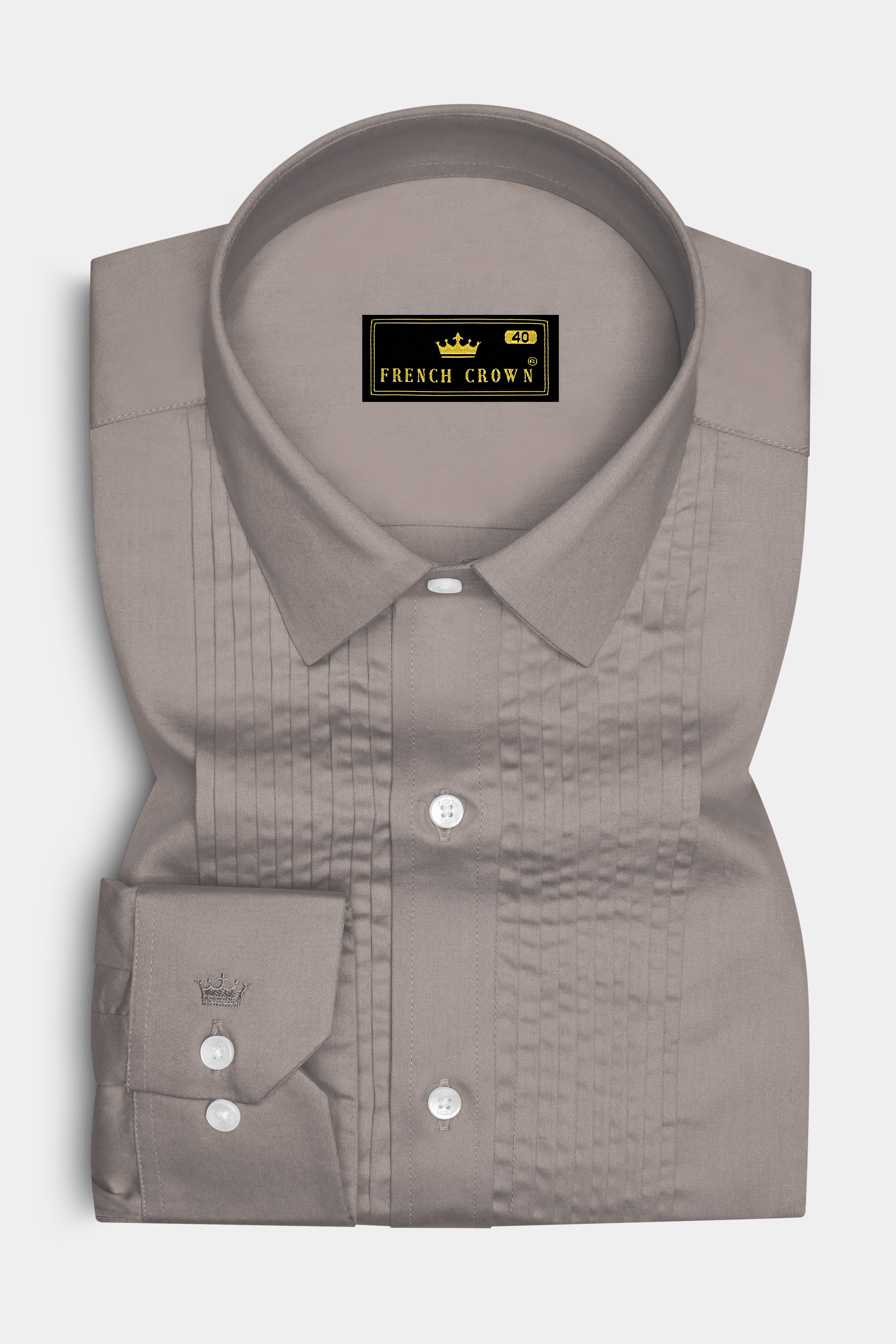 Umbero-Wenge Brown Subtle Sheen Super Soft Premium Cotton Tuxedo Dress Shirt