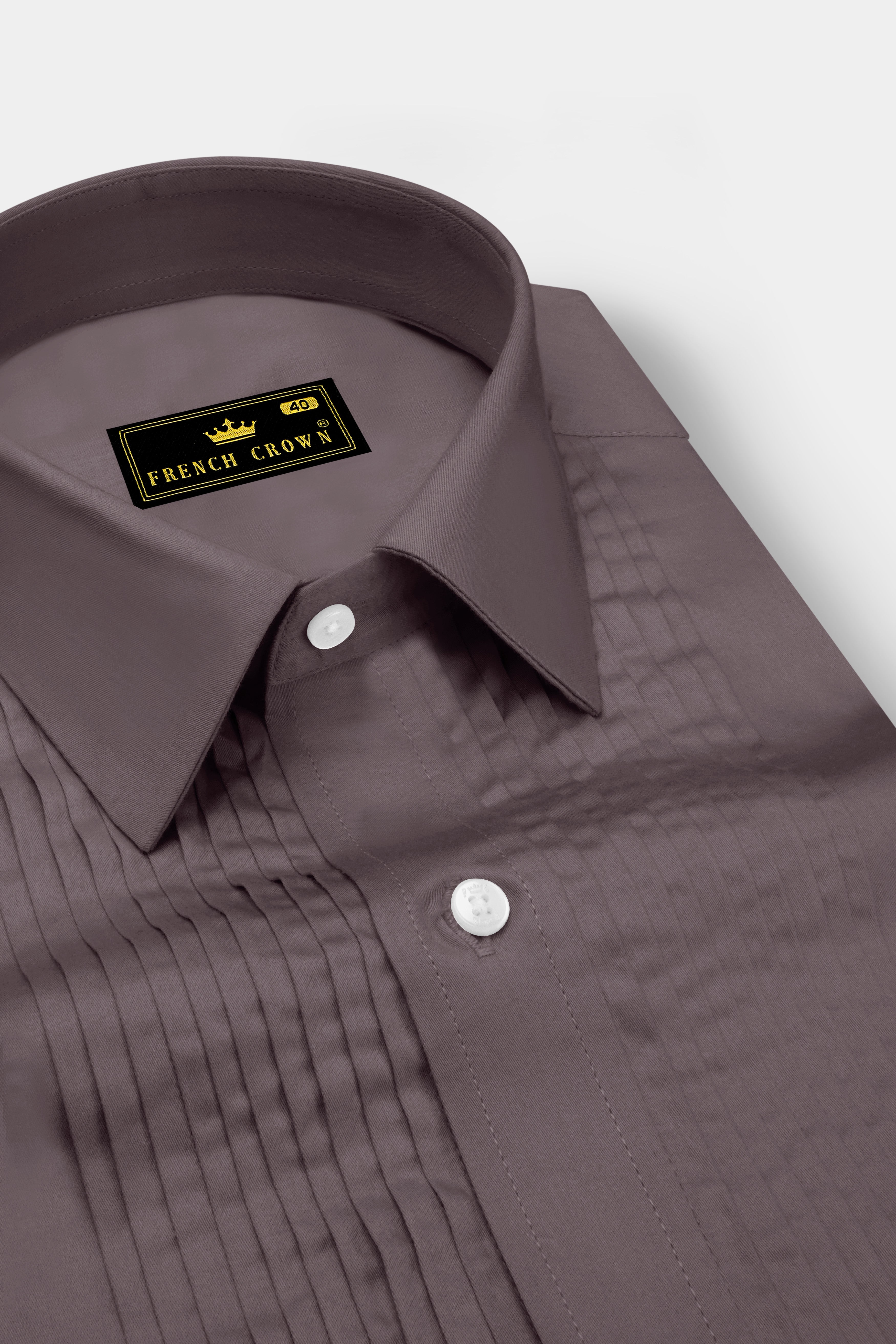 Umbero-Wenge Brown Subtle Sheen Super Soft Premium Cotton Tuxedo Dress Shirt