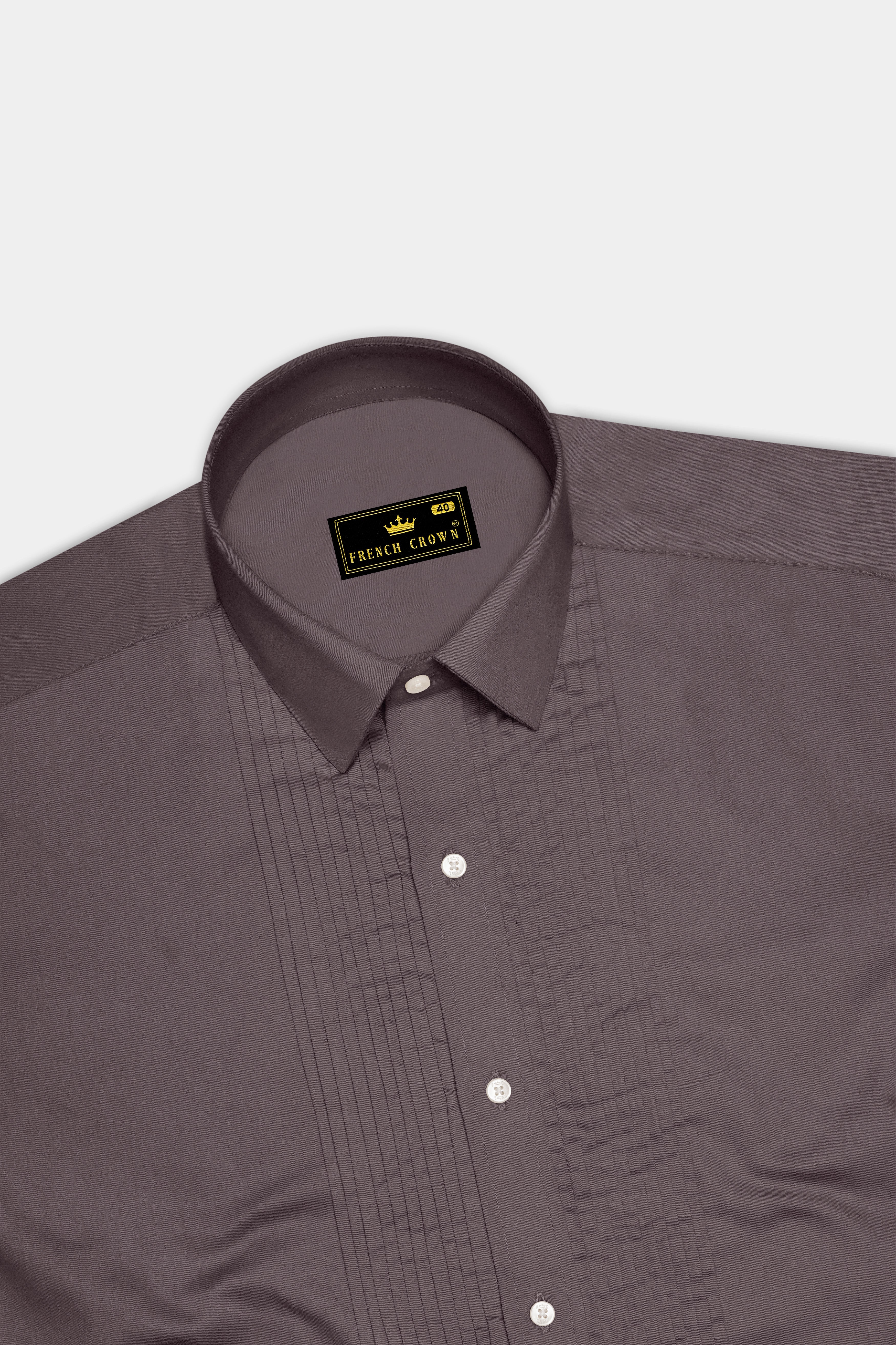Umbero-Wenge Brown Subtle Sheen Super Soft Premium Cotton Tuxedo Dress Shirt