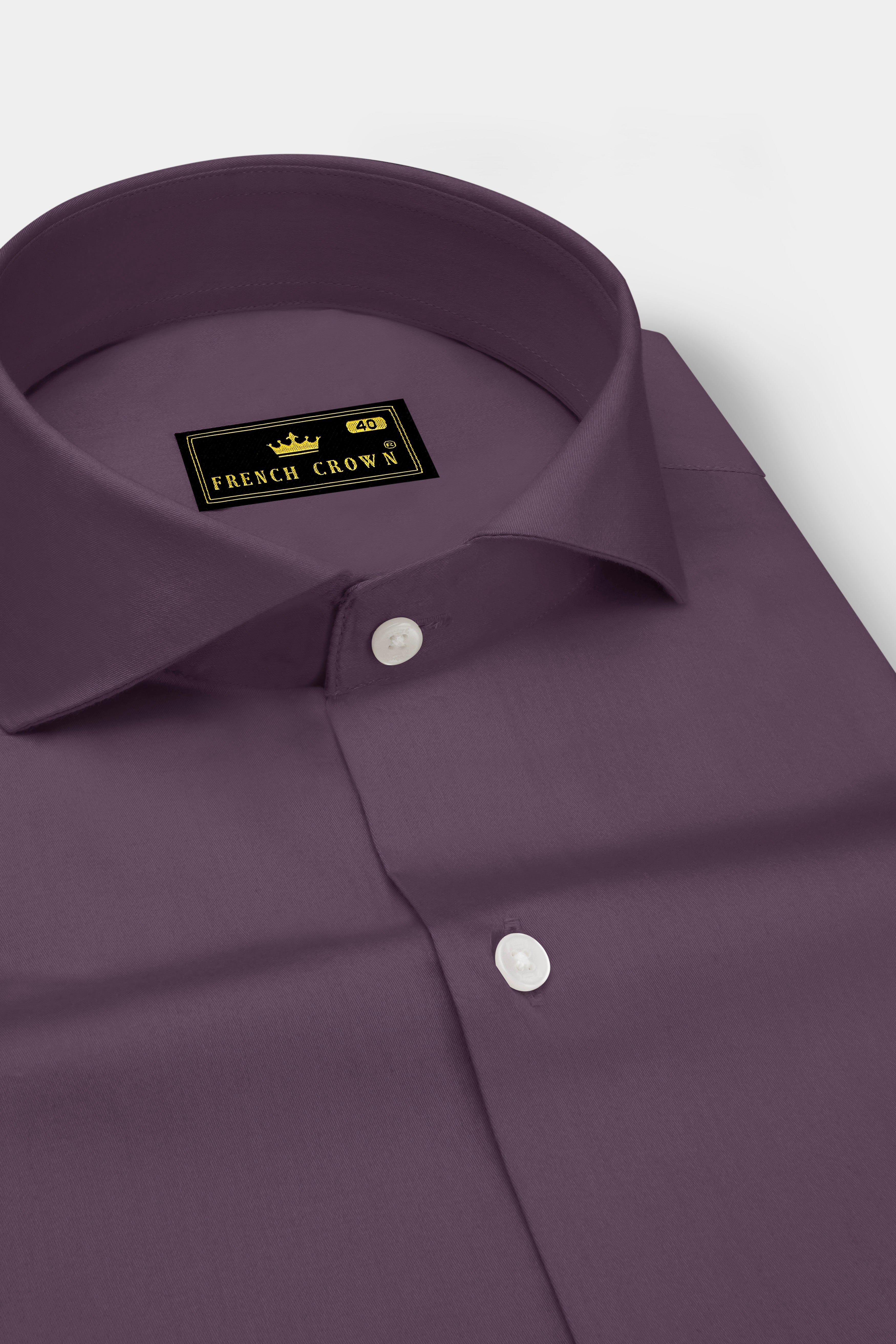 Mauvero-Taupe Purple Subtle Sheen Super Soft Premium Cotton Cut Away Collar Dress Shirt