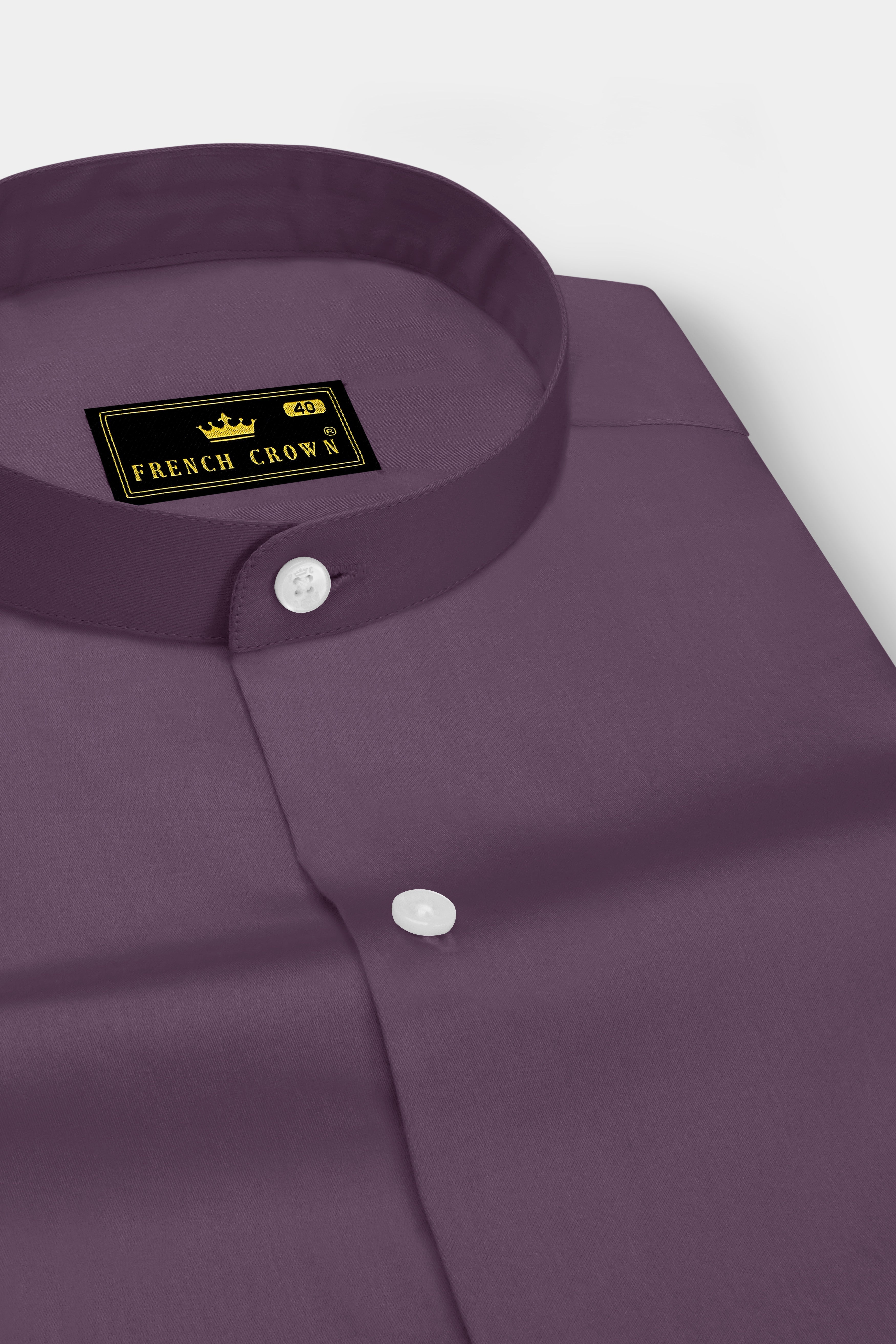 Mauvero-Taupe Purple Subtle Sheen Super Soft Premium Cotton Mandarin Dress Shirt