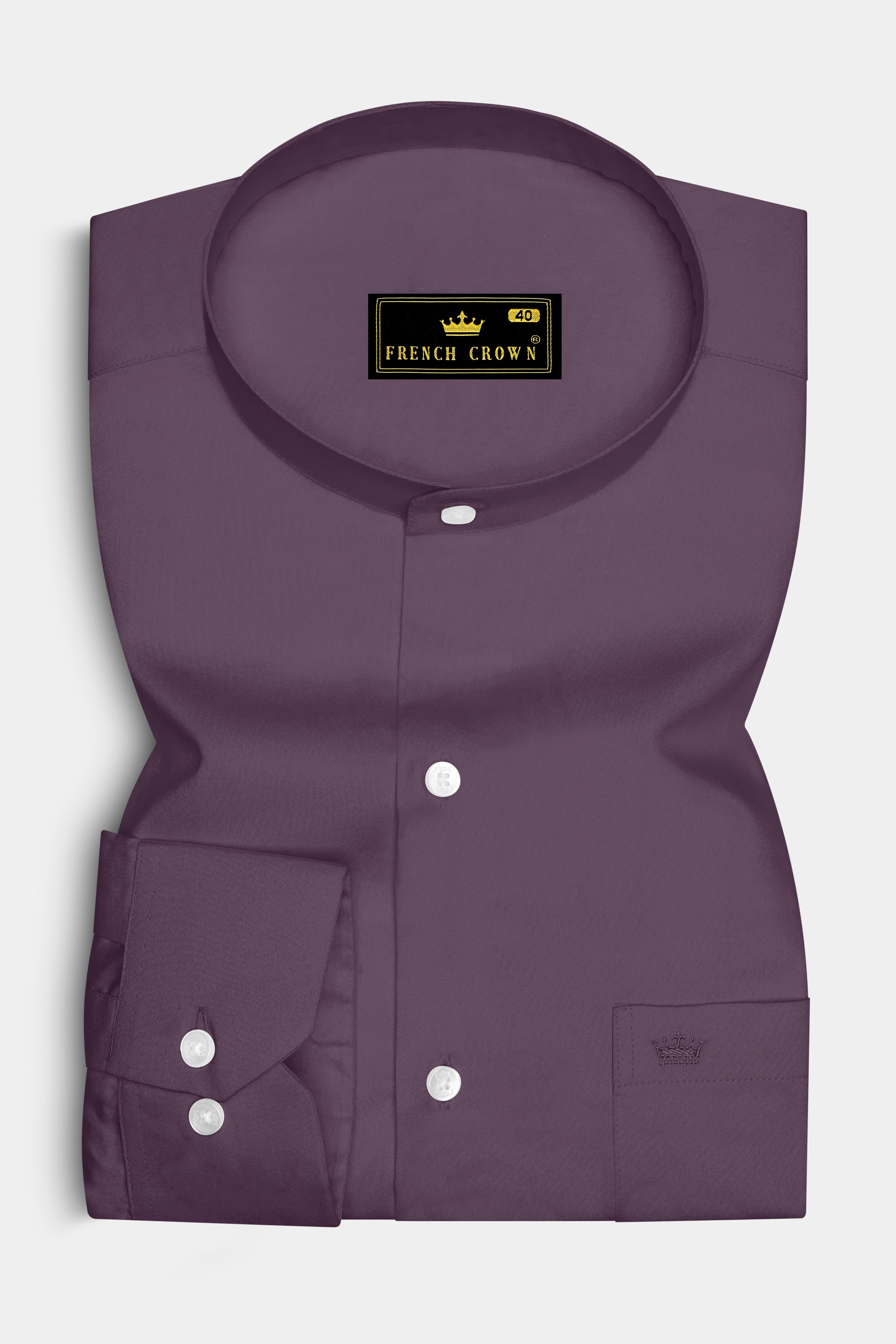 Mauvero-Taupe Purple Subtle Sheen Super Soft Premium Cotton Mandarin Dress Shirt