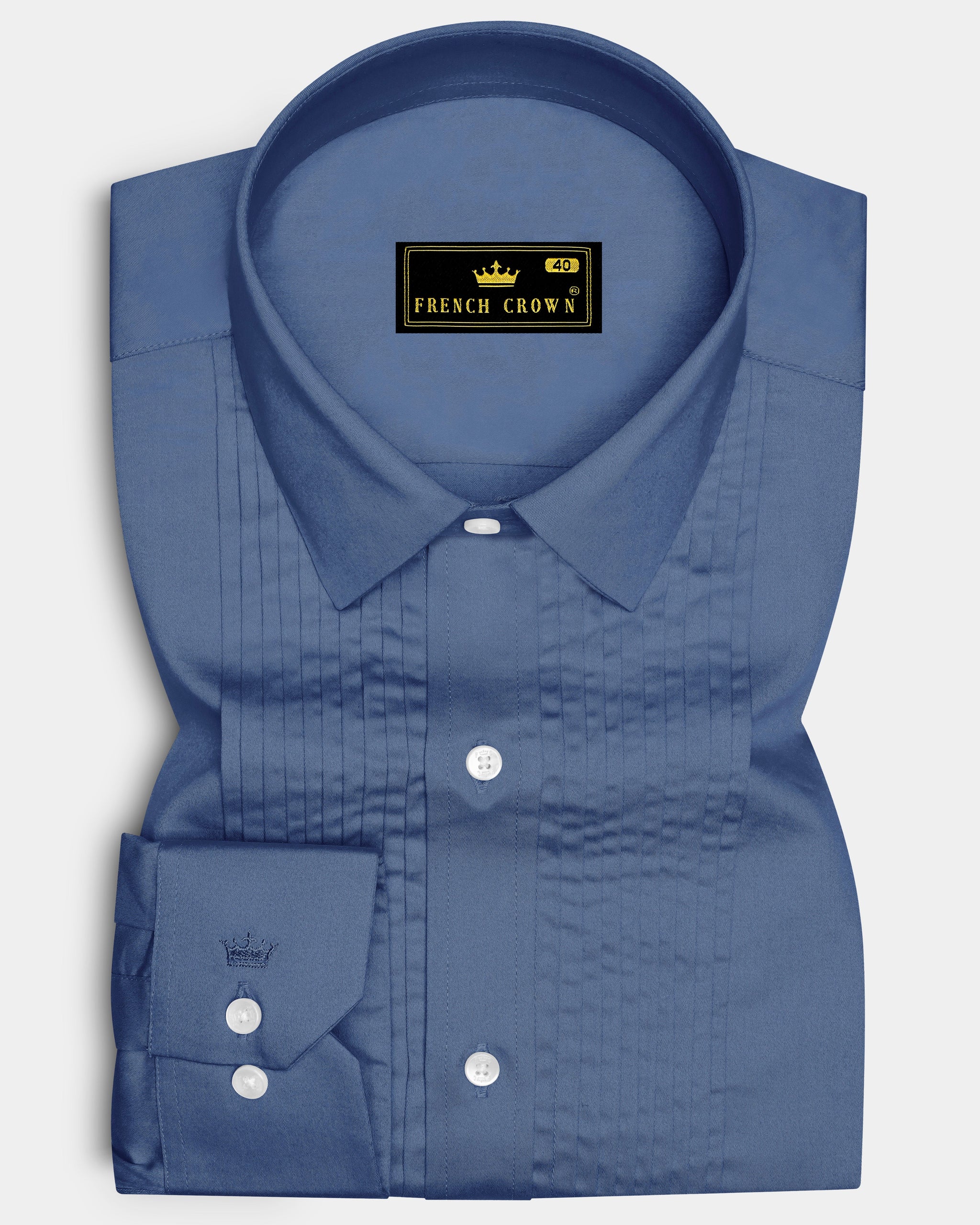 Azurion-Dusky Blue Plain Solid Formal Premium Cotton Shirt For Men