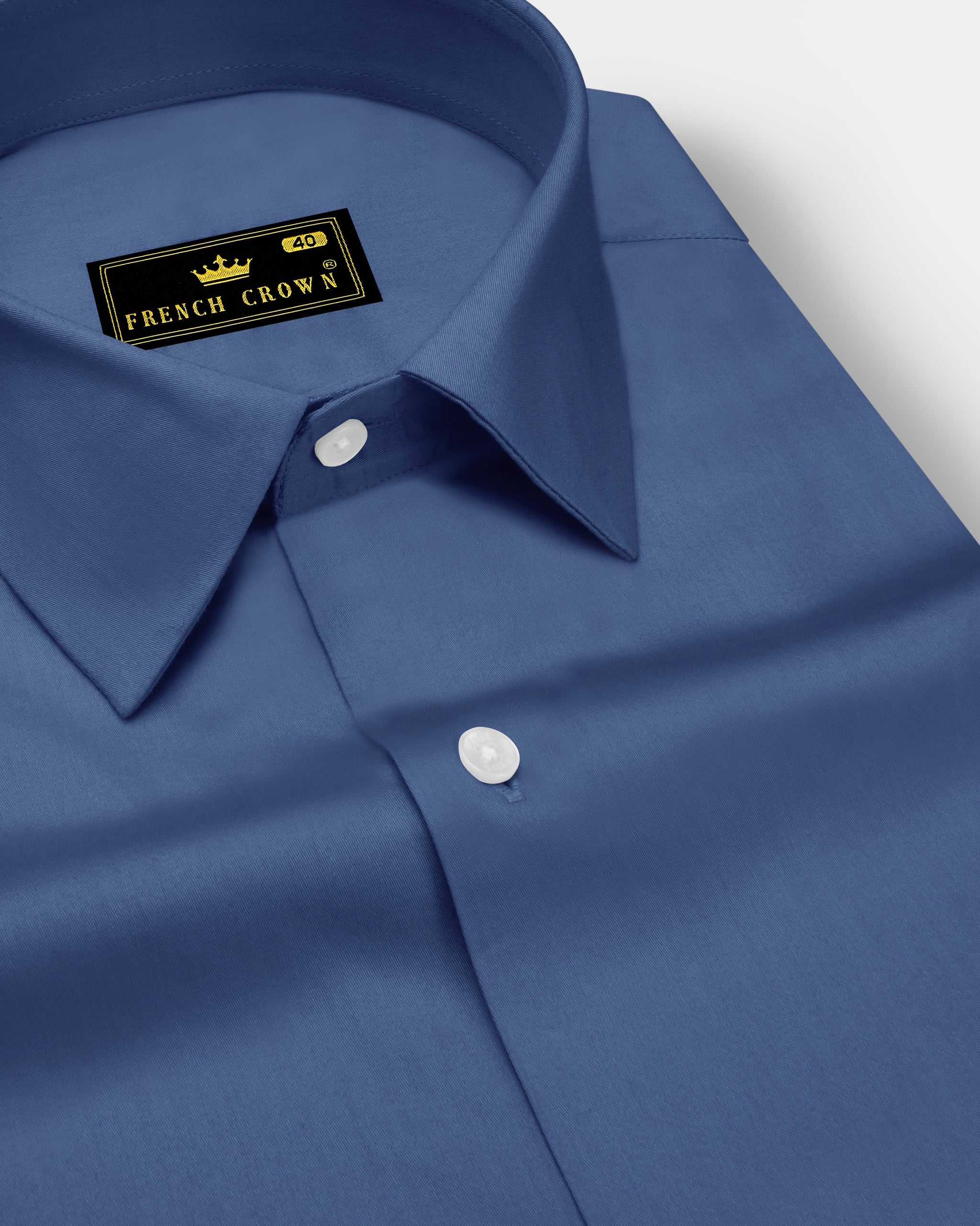 Azurion-Dusky Blue Plain Solid Formal Premium Cotton Shirt For Men