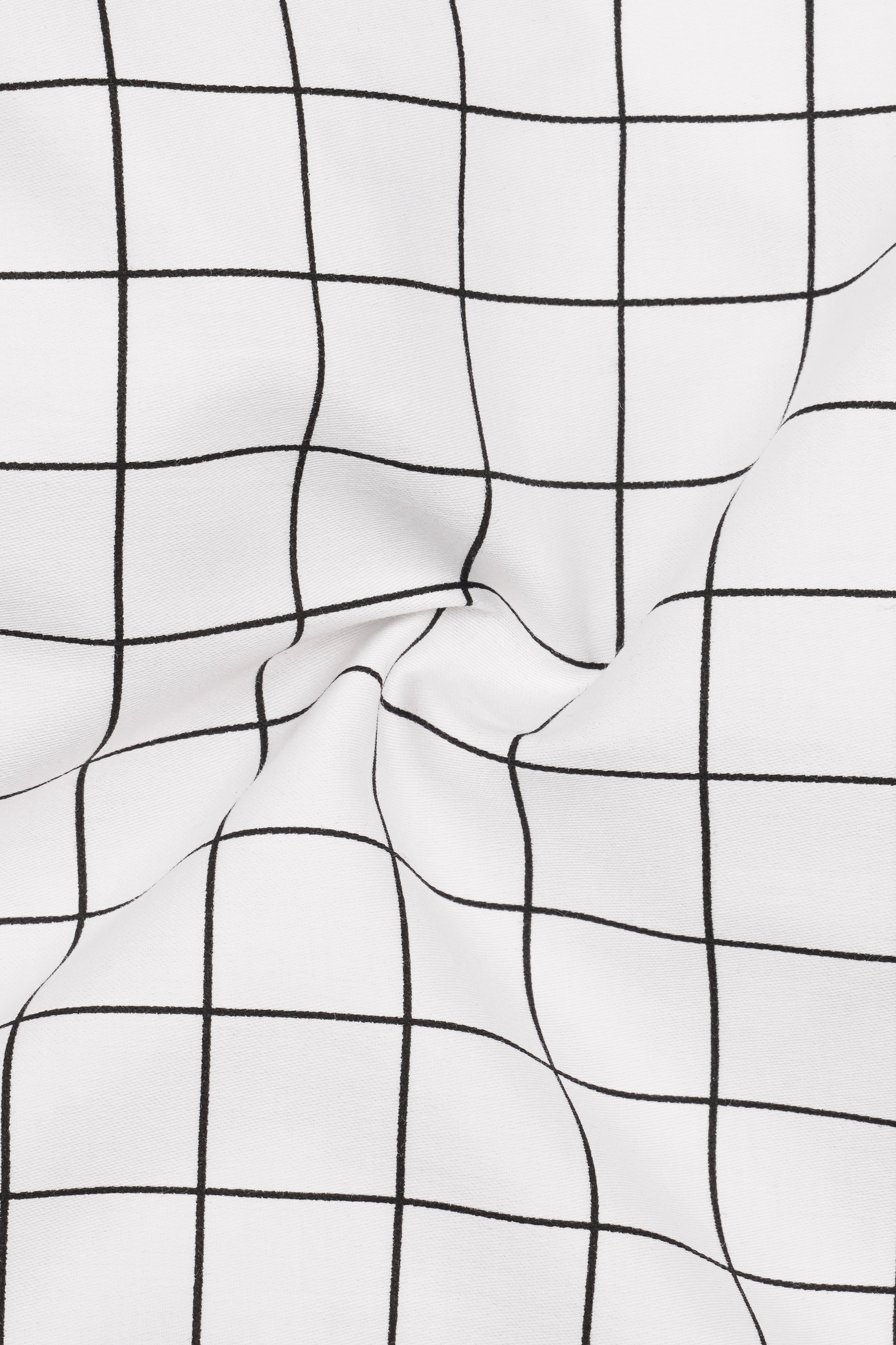 Panoro-Bright White And Jade Black Windowpane Subtle Sheen Super Soft Premium Cotton Dress Shirt