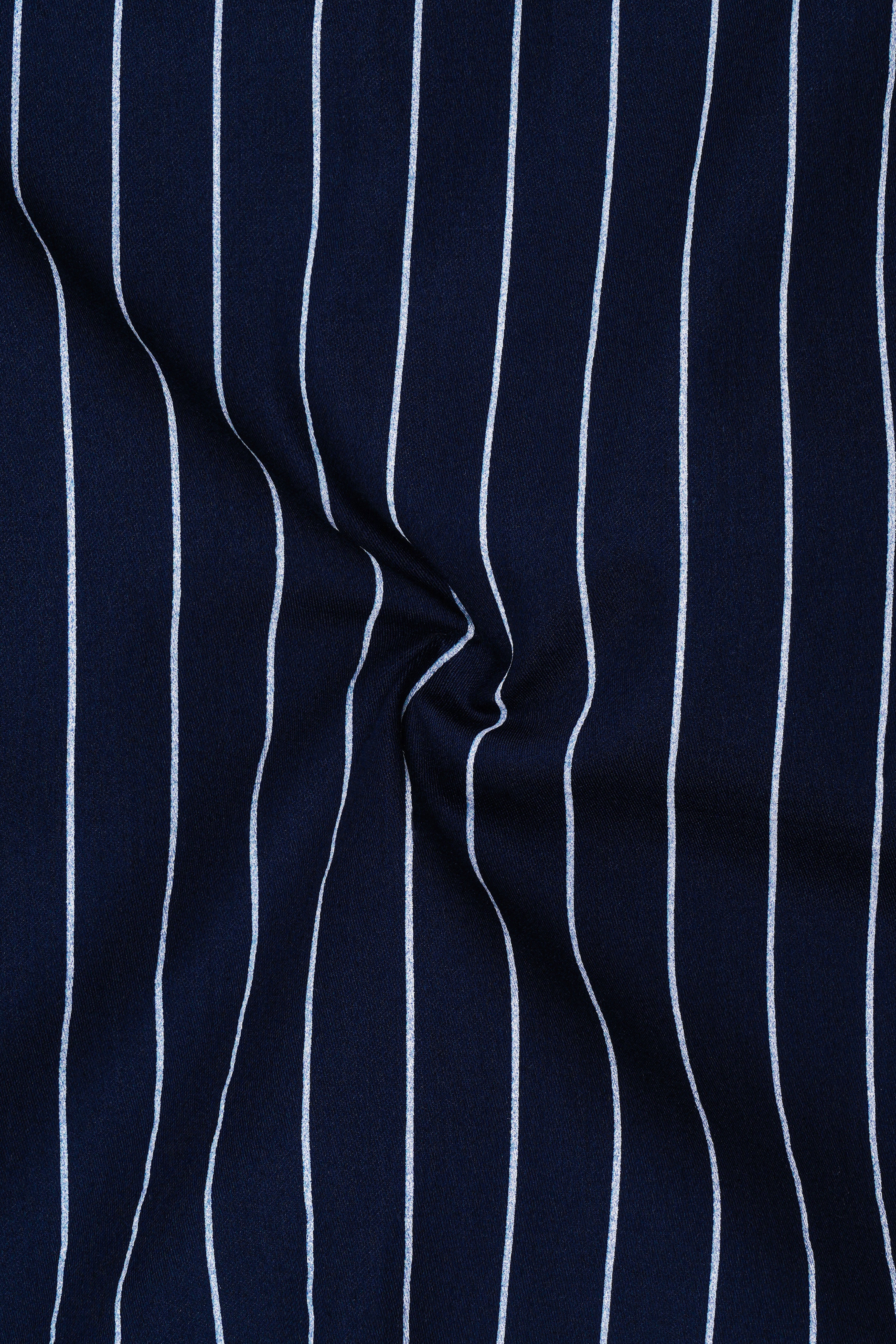 Noctaro-Ebony Blue And Bright White Pin Striped Subtle Sheen Super Soft Premium Cotton Dress Shirt