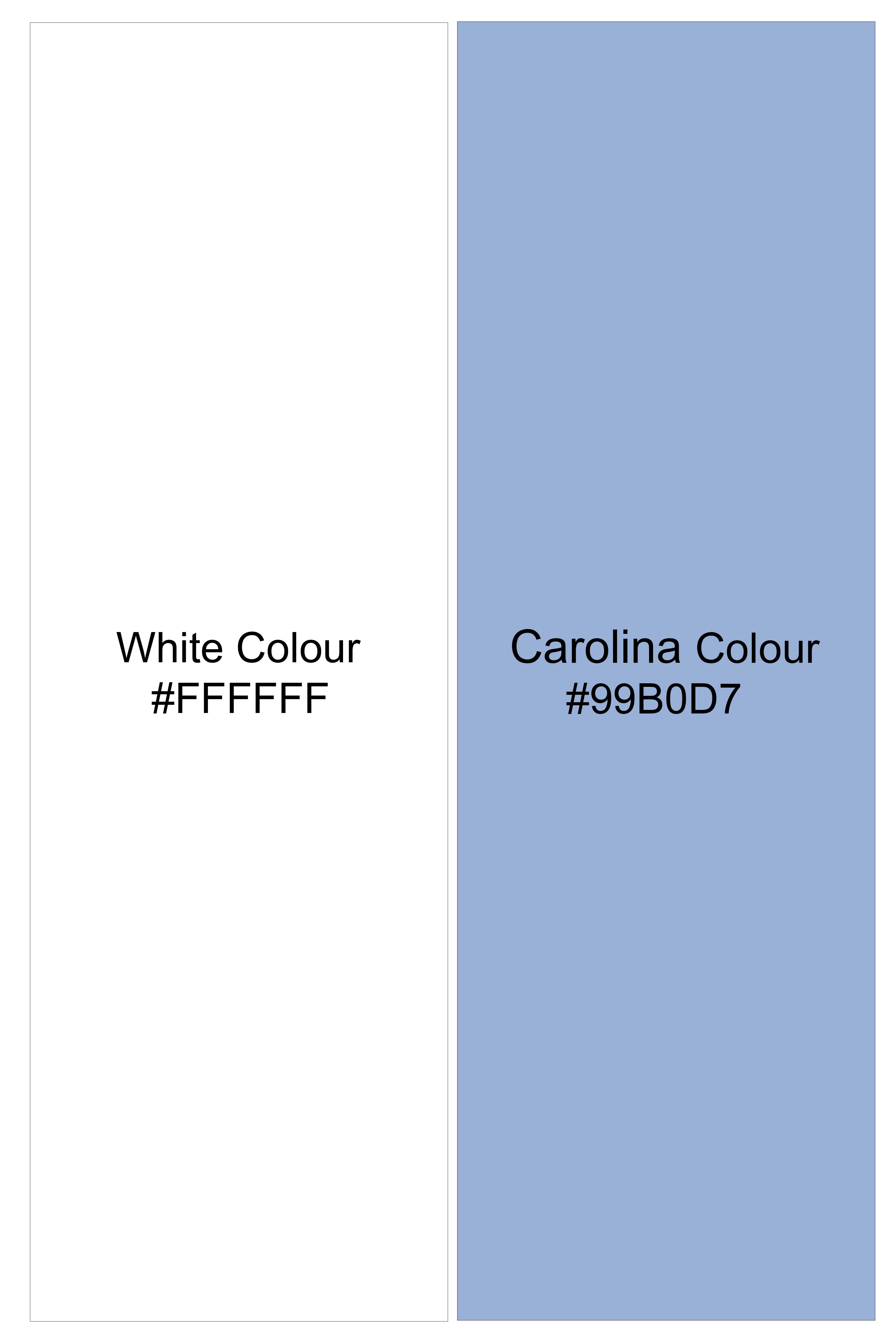 Azurline-Carolina Blue And Bright White Candy Striped Super Soft Premium Cotton Dress White Cuff Collar Shirt