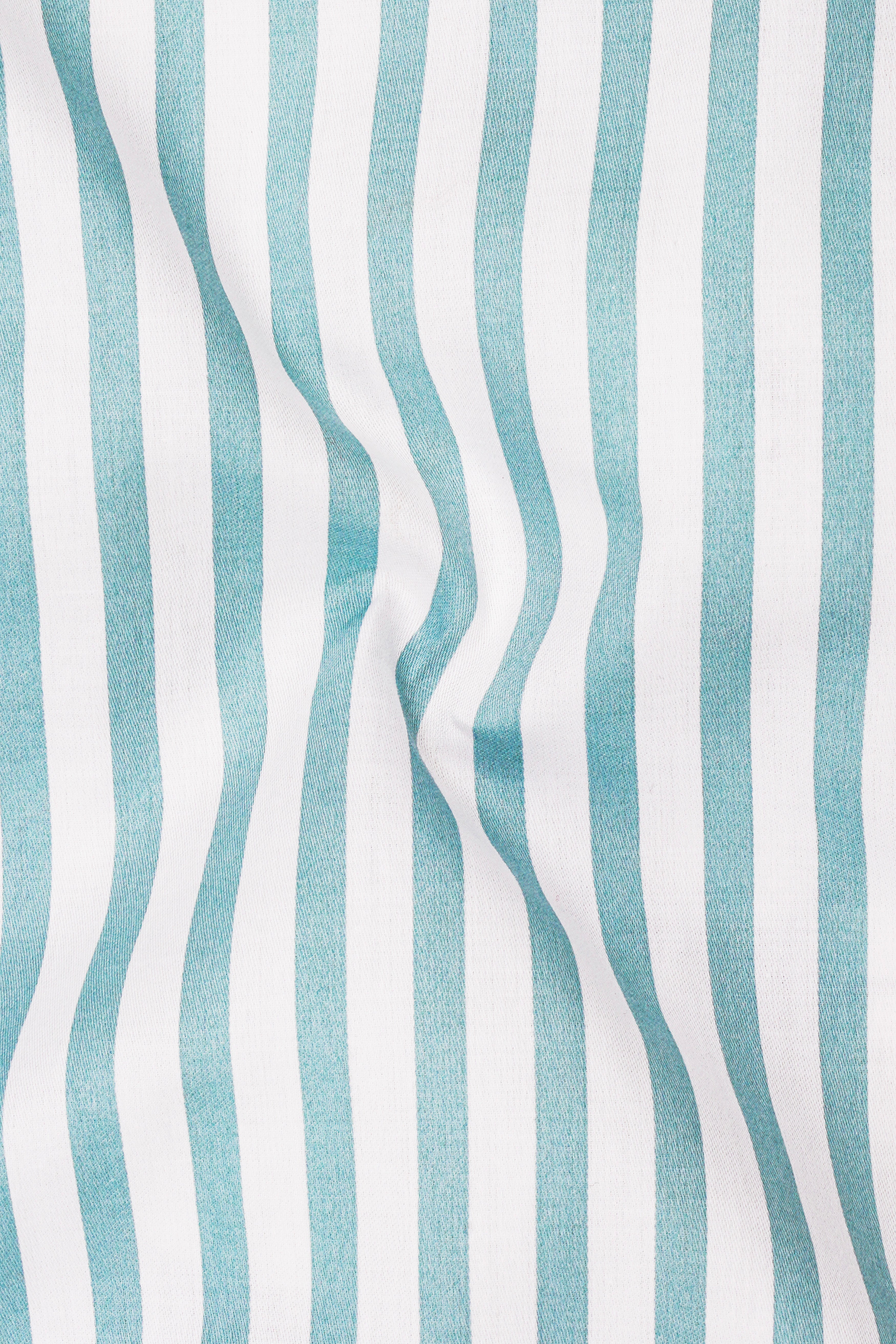 Celestio-Stream Blue And Bright White Candy Striped Subtle Sheen Super Soft Premium Cotton Dress Shirt