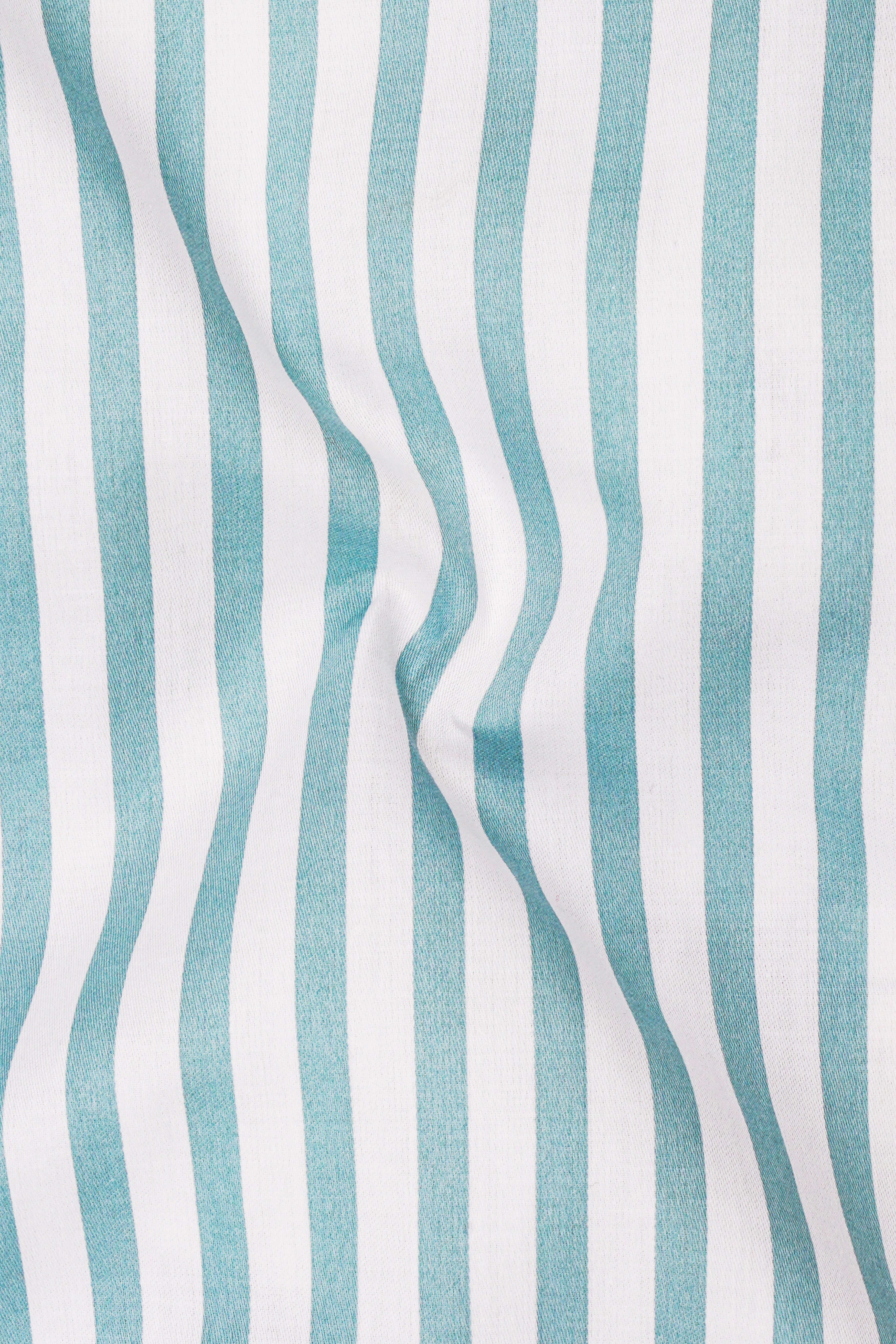 Celestio-Stream Blue And Bright White Candy Striped Subtle Sheen Soft Premium Cotton Dress Shirt