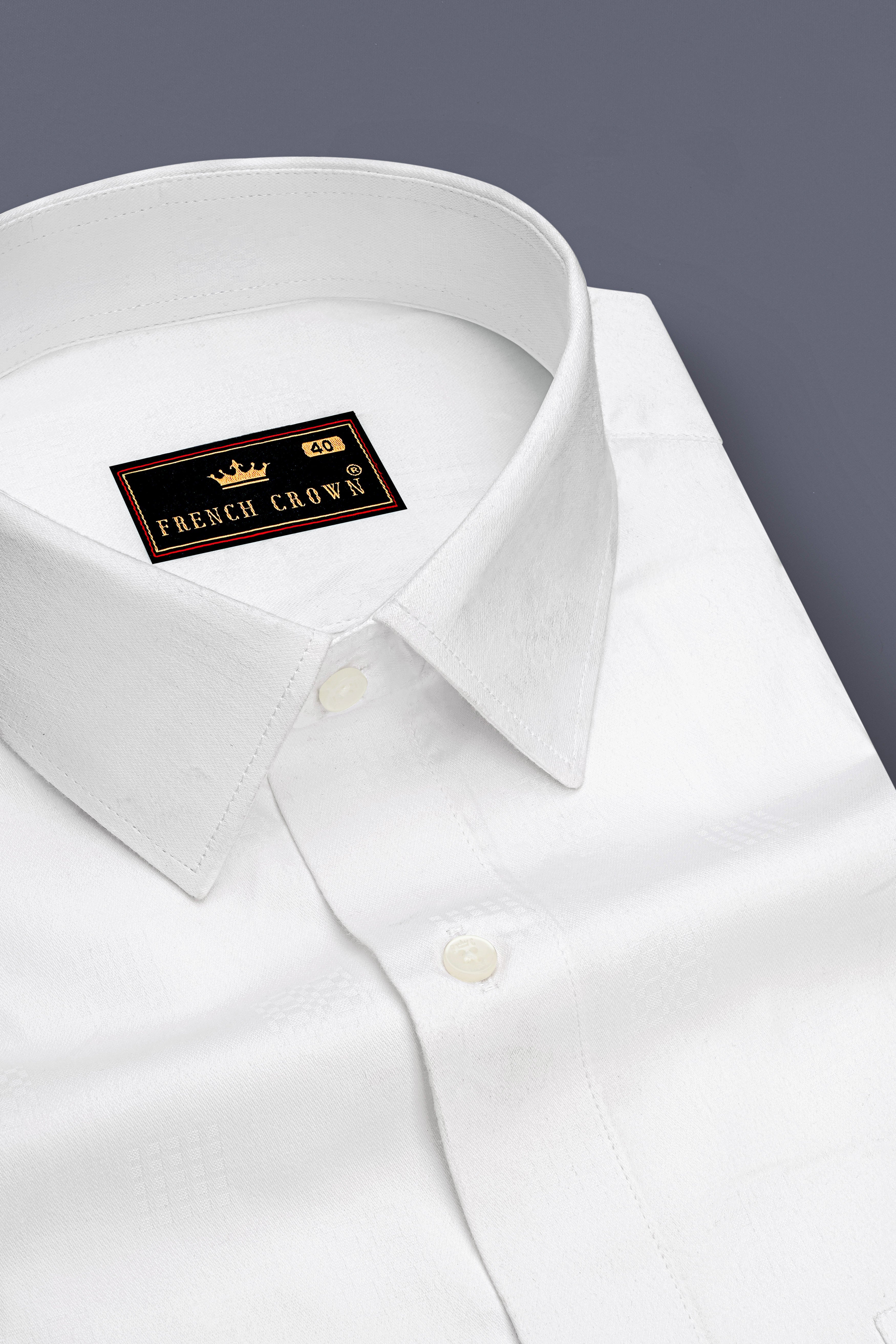 Pearl-Bright White Jacquard Textured Premium Cotton Dress Shirt