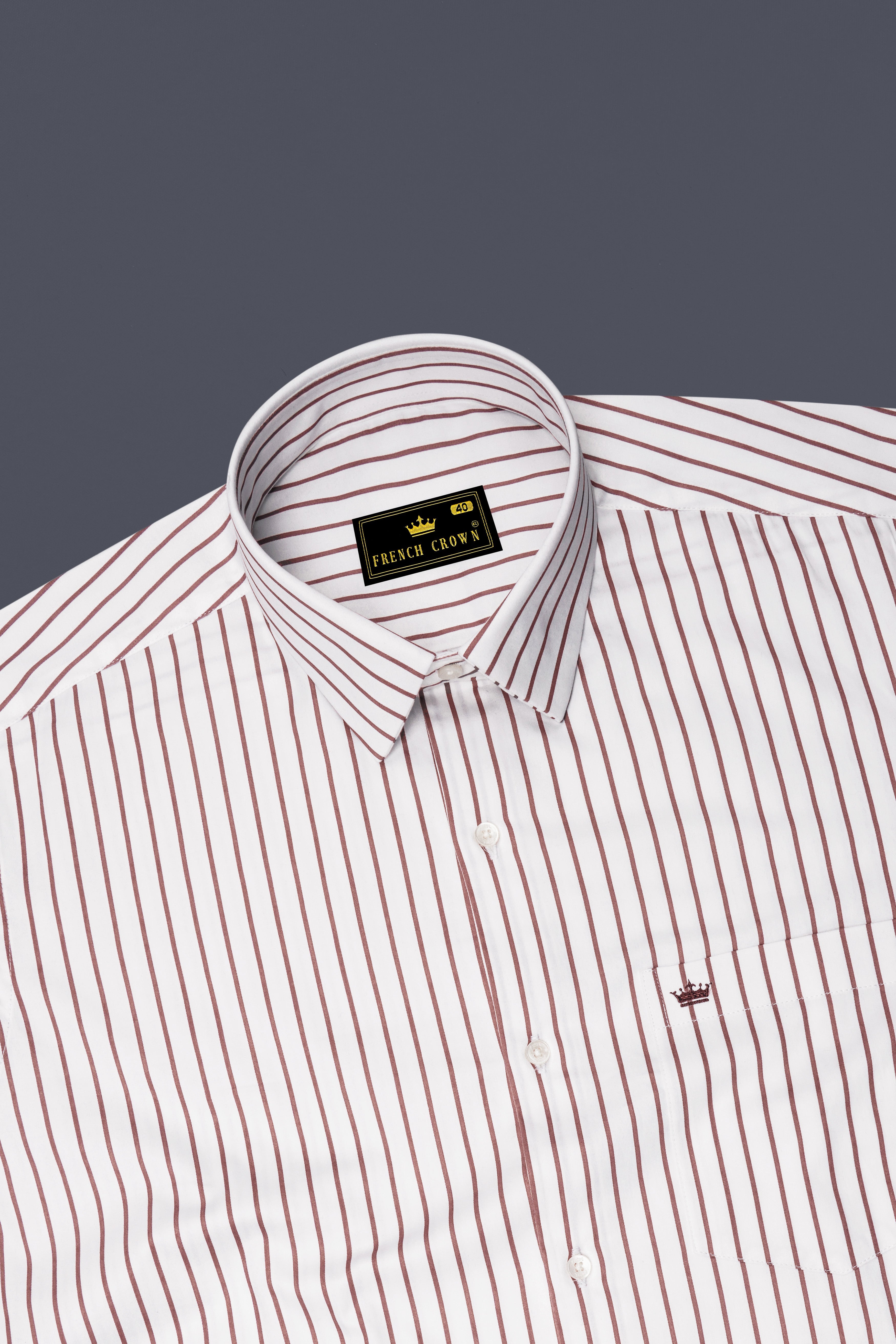 Imperial-Roman Brown And Bright White Pin Striped Subtle Sheen Super Soft Premium Cotton Dress Shirt