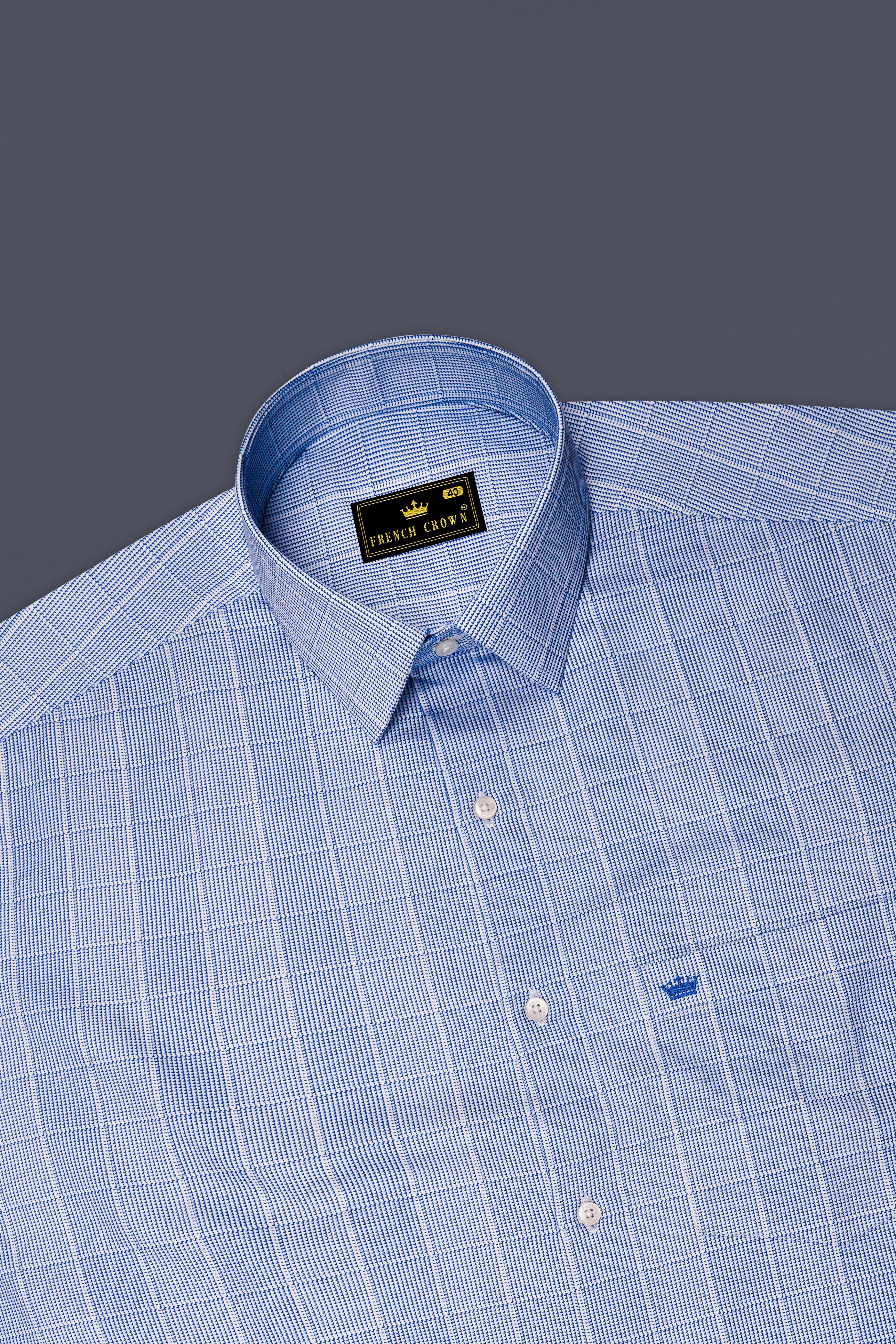 Haze-Faded Blue Plaid Subtle Sheen Super Soft Premium Cotton Dress Shirt