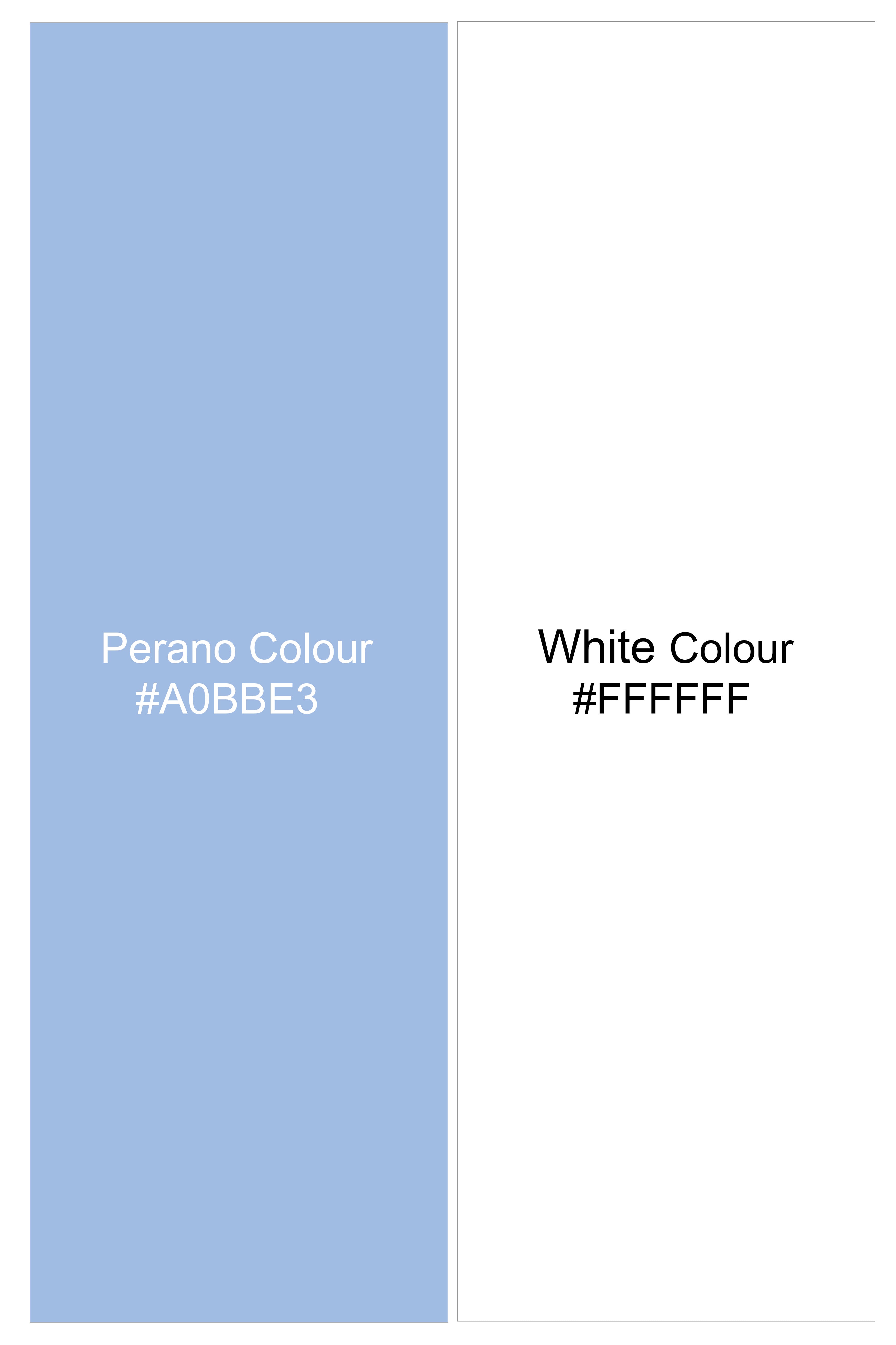 Mariner-Perano Blue And Bright White Plaid Subtle Sheen Super Soft Premium Cotton Dress White Cuff Collar Shirt