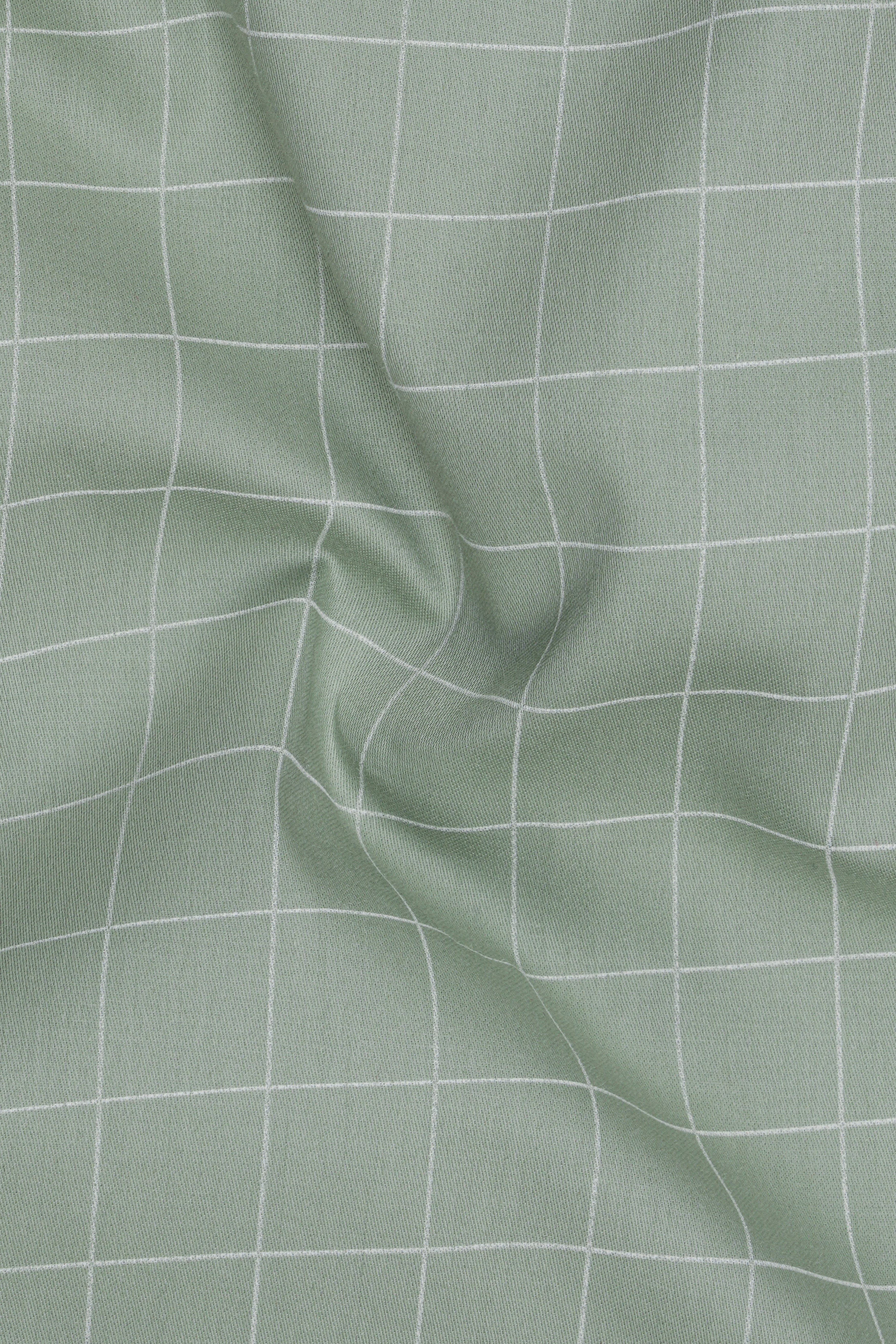 Verdant-Chalice Green And Bright White Windowpane Subtle Sheen Super Soft Premium Cotton Dress Shirt