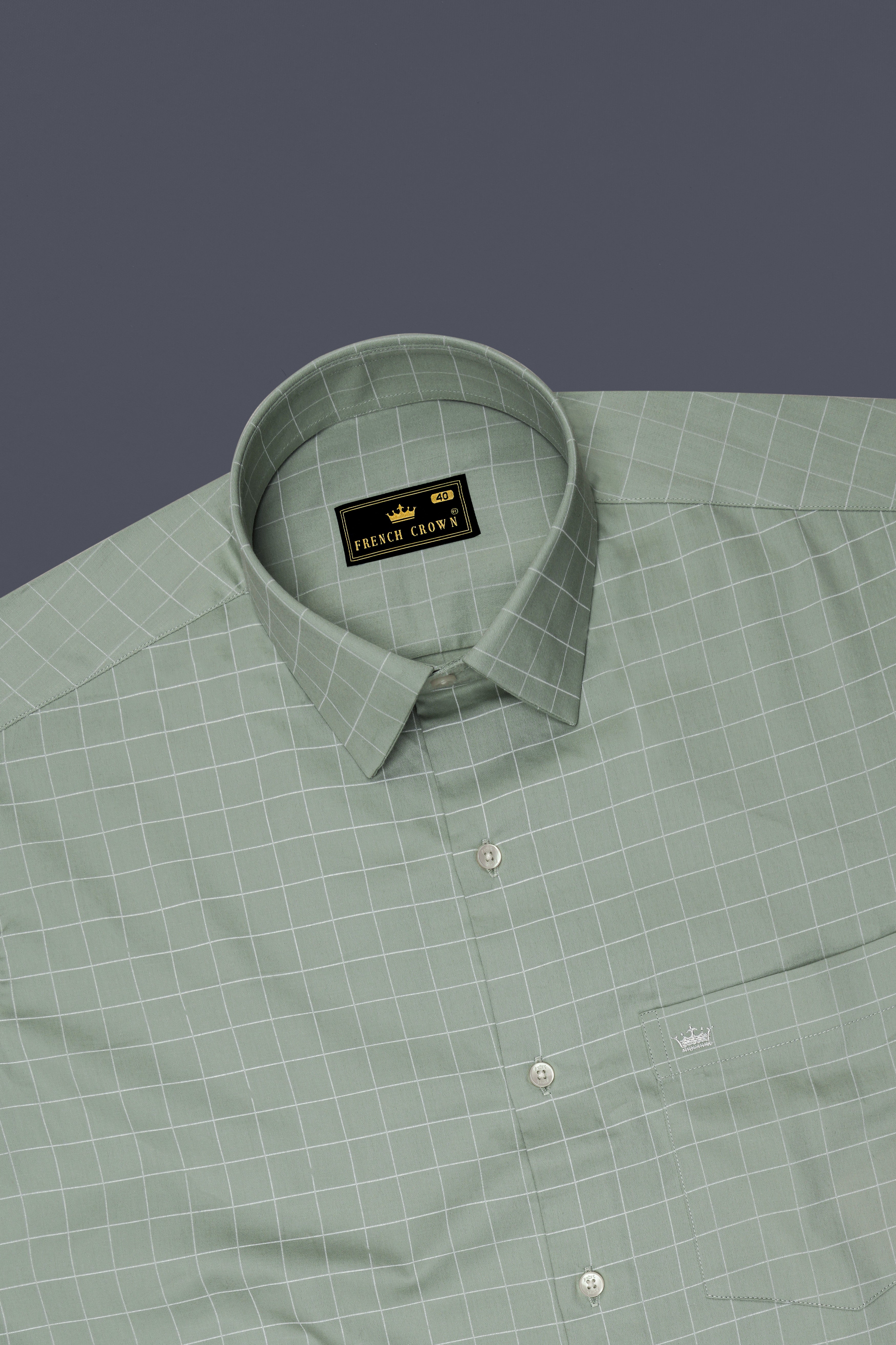 Verdant-Chalice Green And Bright White Windowpane Subtle Sheen Super Soft Premium Cotton Dress Shirt