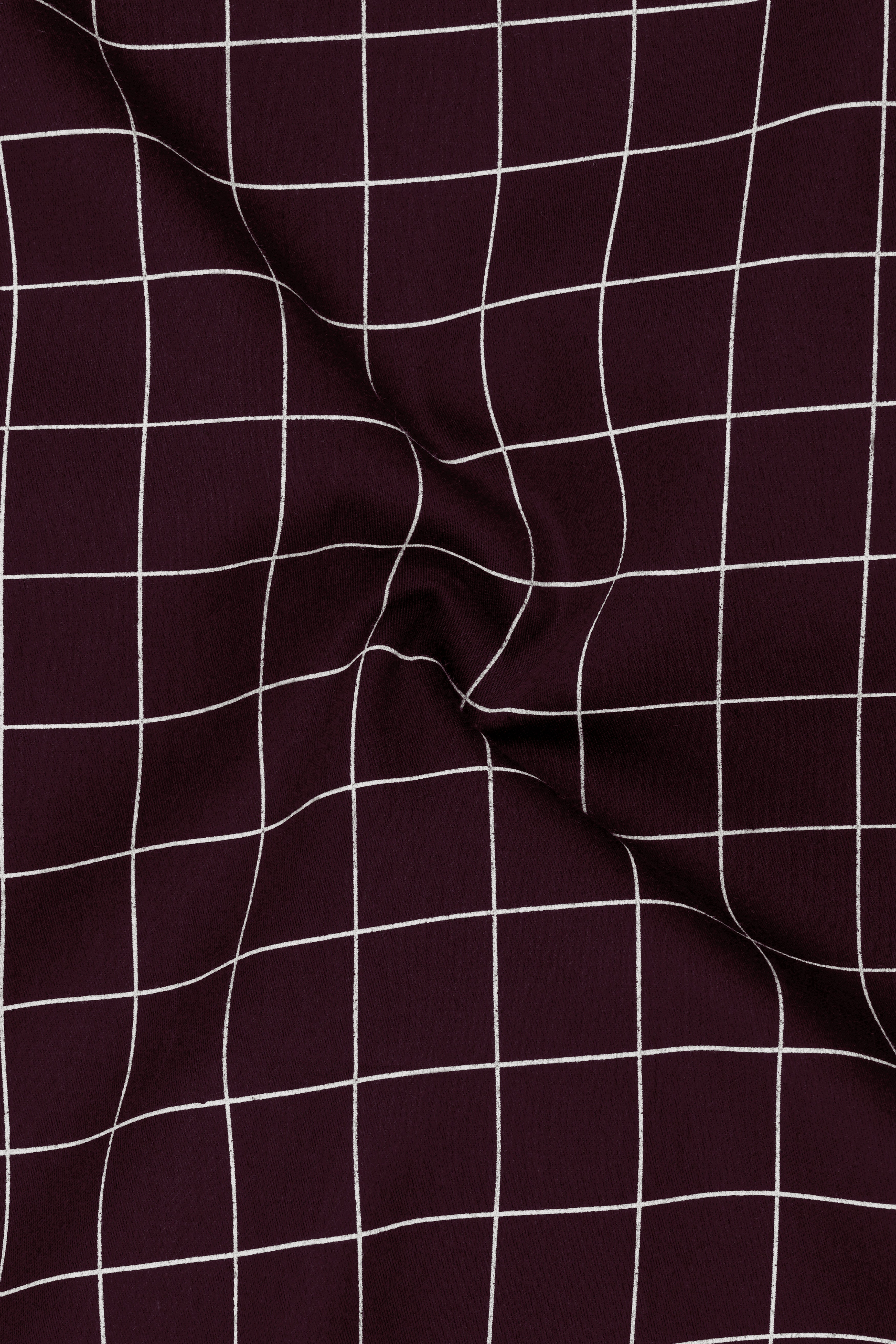 Garnet-Tamarind Maroon And Bright White Windowpane Subtle Sheen Super Soft Premium Cotton Dress White Cuff Collar Shirt