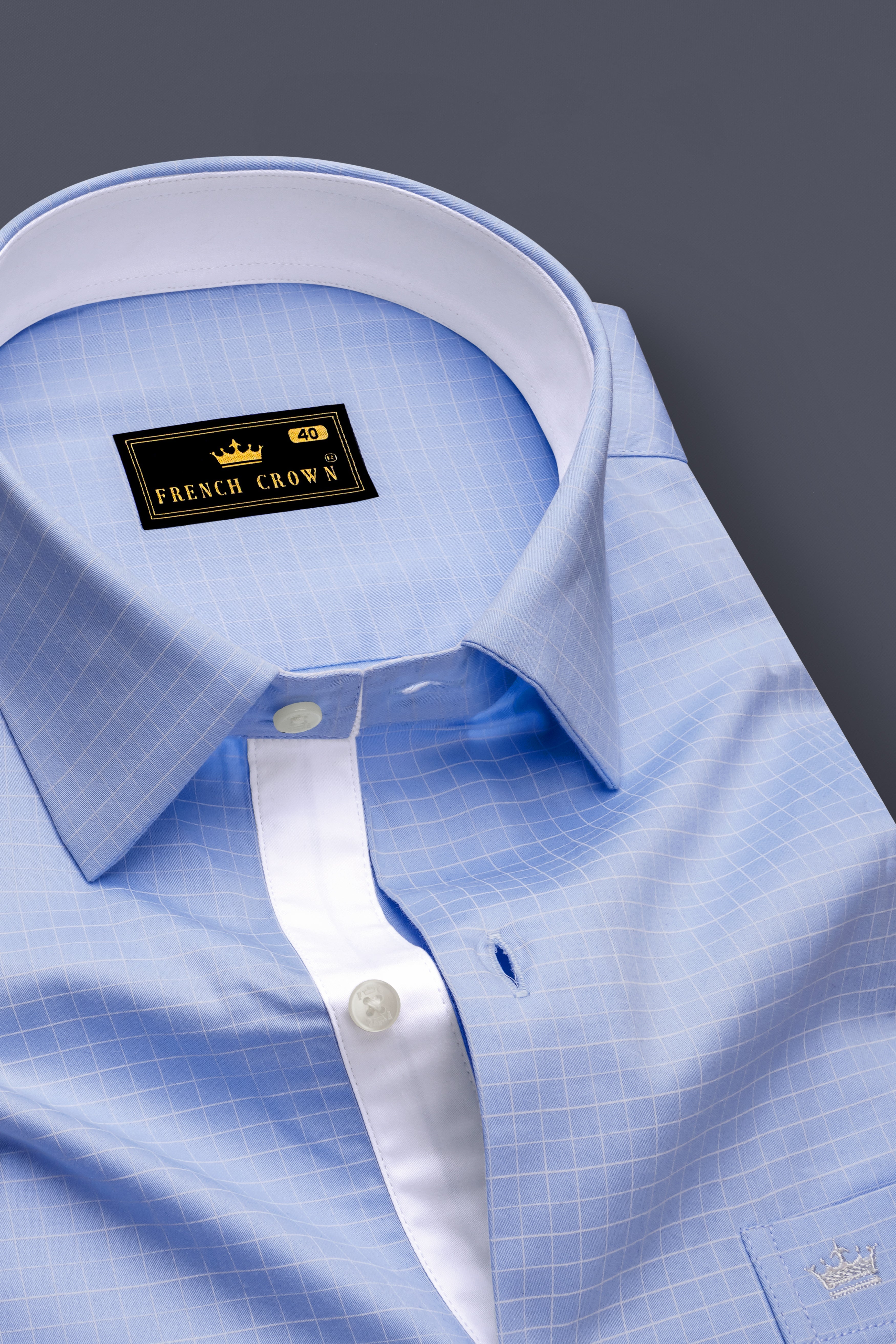 Mariner-Perano Blue And Bright White Plaid Subtle Sheen Soft Premium Cotton Dress Shirt