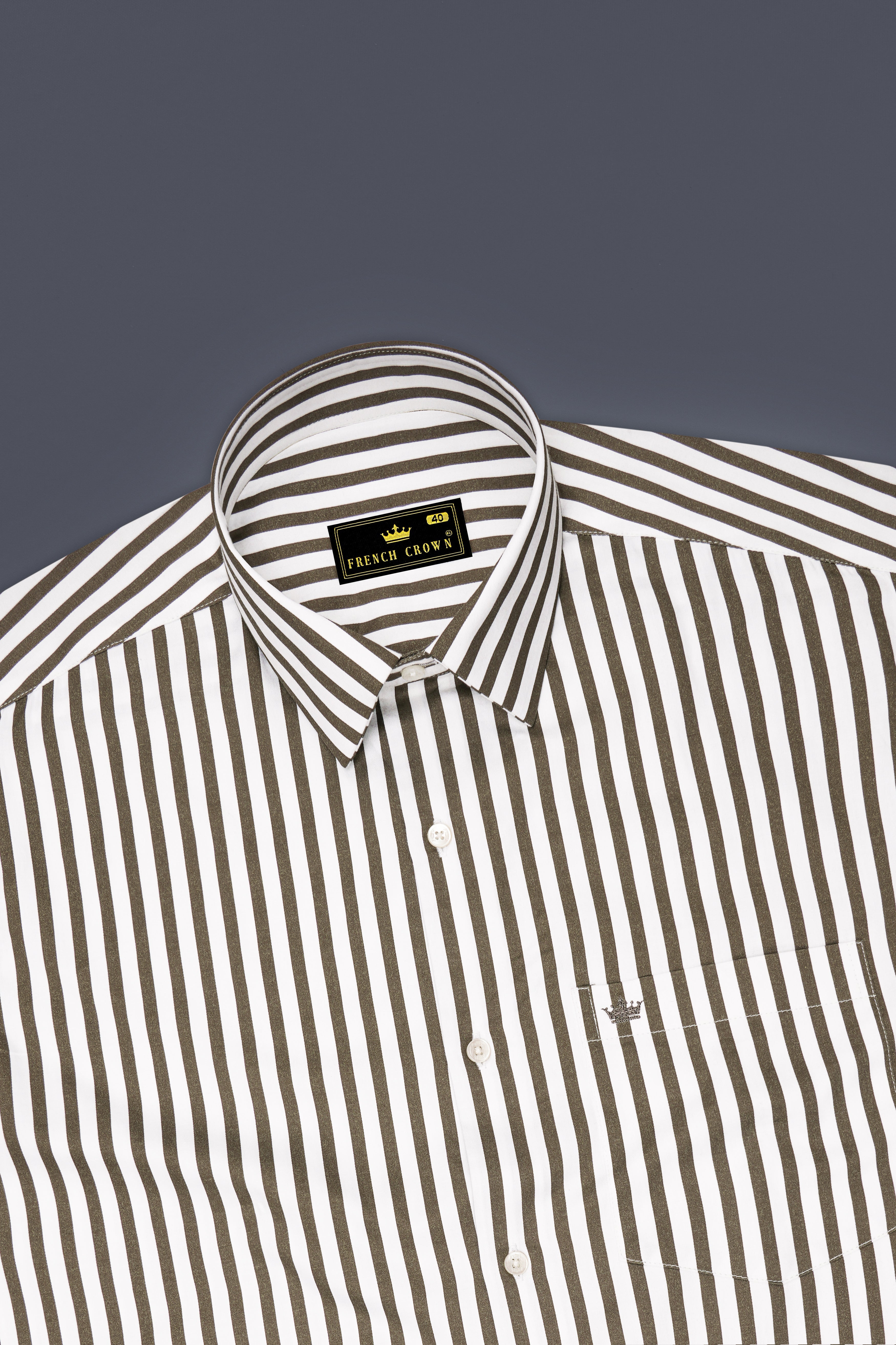 Meadow-Hemlock Green And Bright White Candy Striped Subtle Sheen Super Soft Premium Cotton Dress Shirt