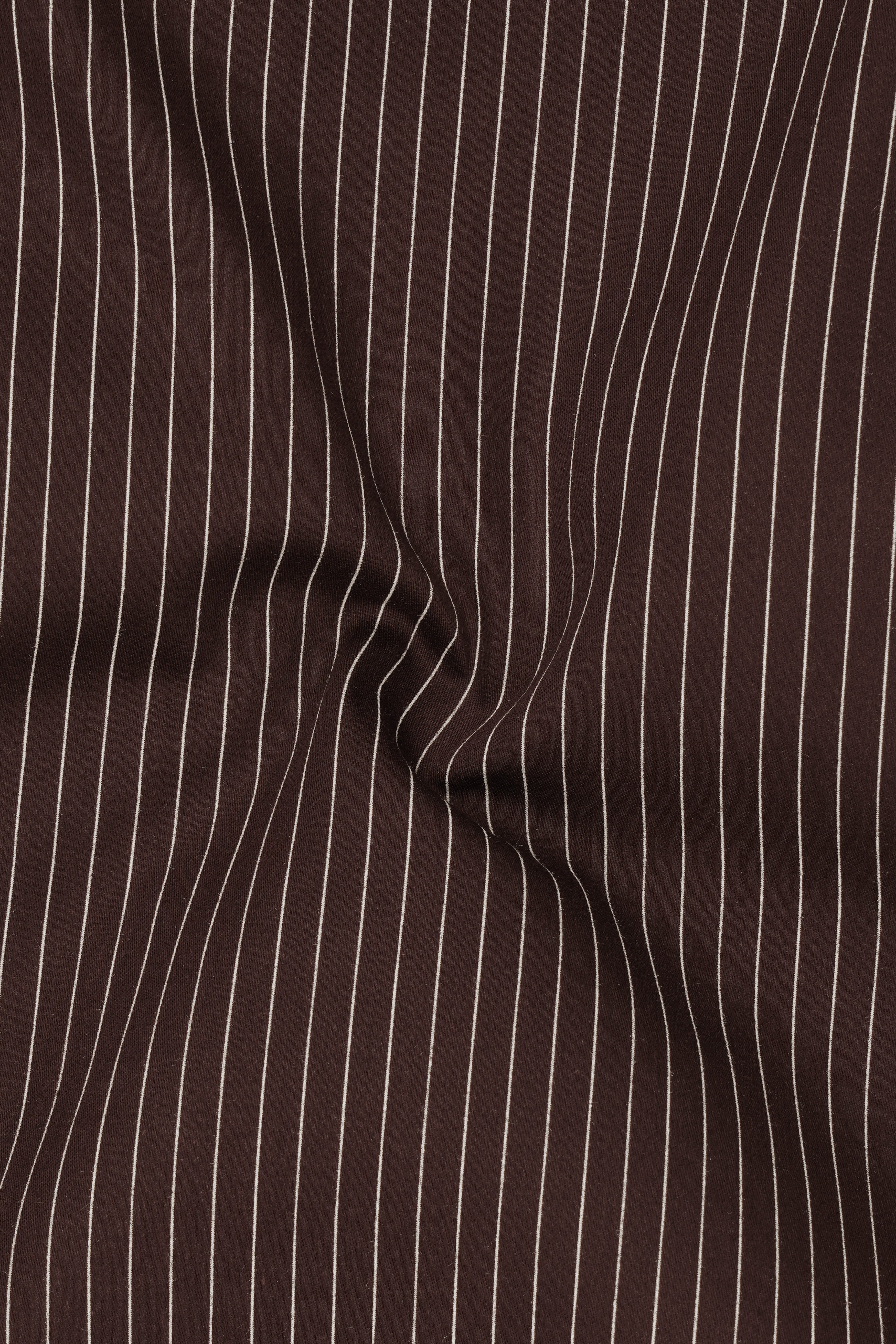 Umber-Bistre Brown And Bright White Pin Striped Subtle Sheen Super Soft Premium Cotton Dress White Cuff Collar Shirt