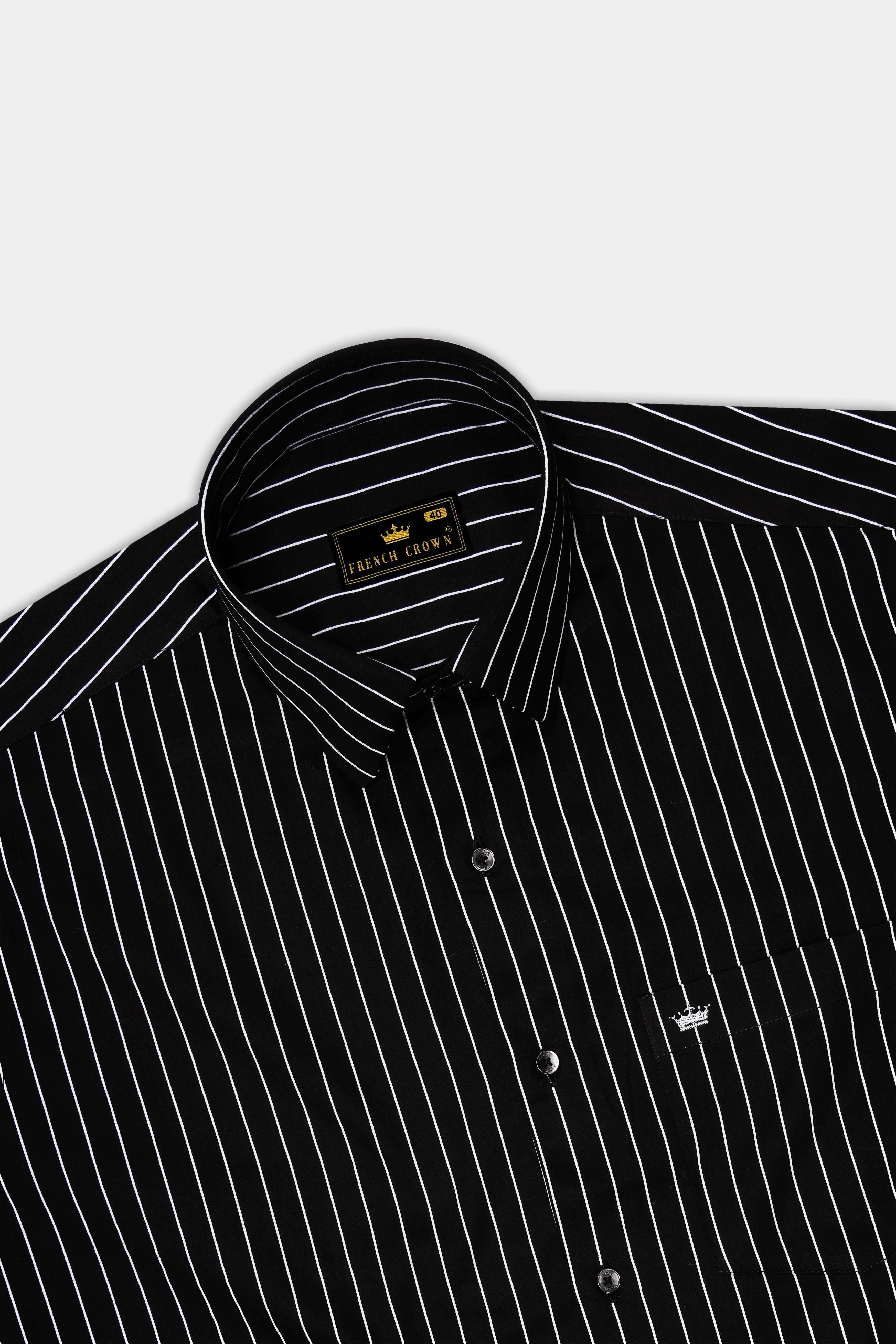 Regalux-Jade Black And Bright White Pin Striped Subtle Sheen Super Soft Premium Cotton Dress Shirt