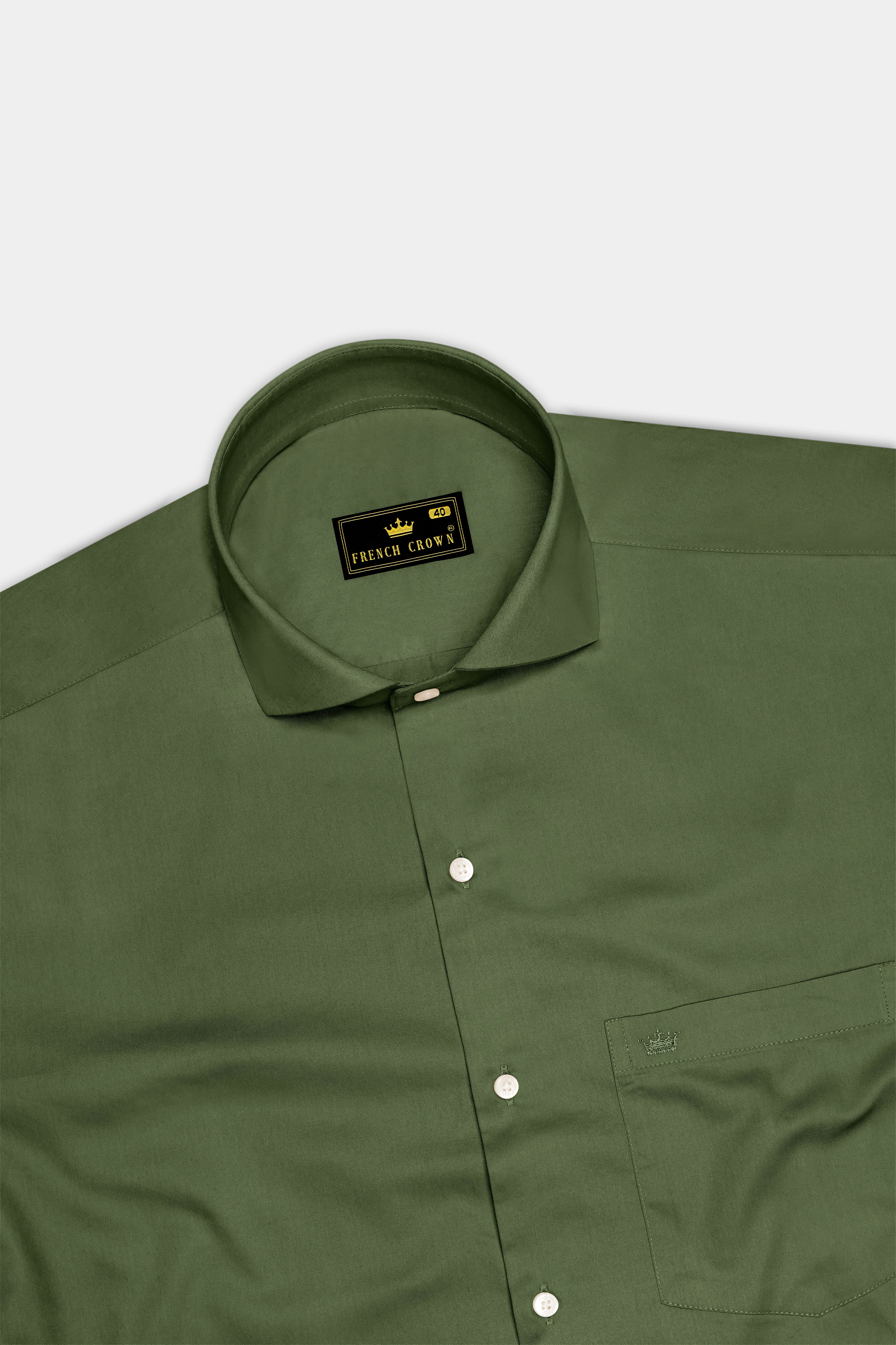 Verdant-Camo Green Subtle Sheen Super Soft Premium Cotton Cut Away Collar Dress Shirt