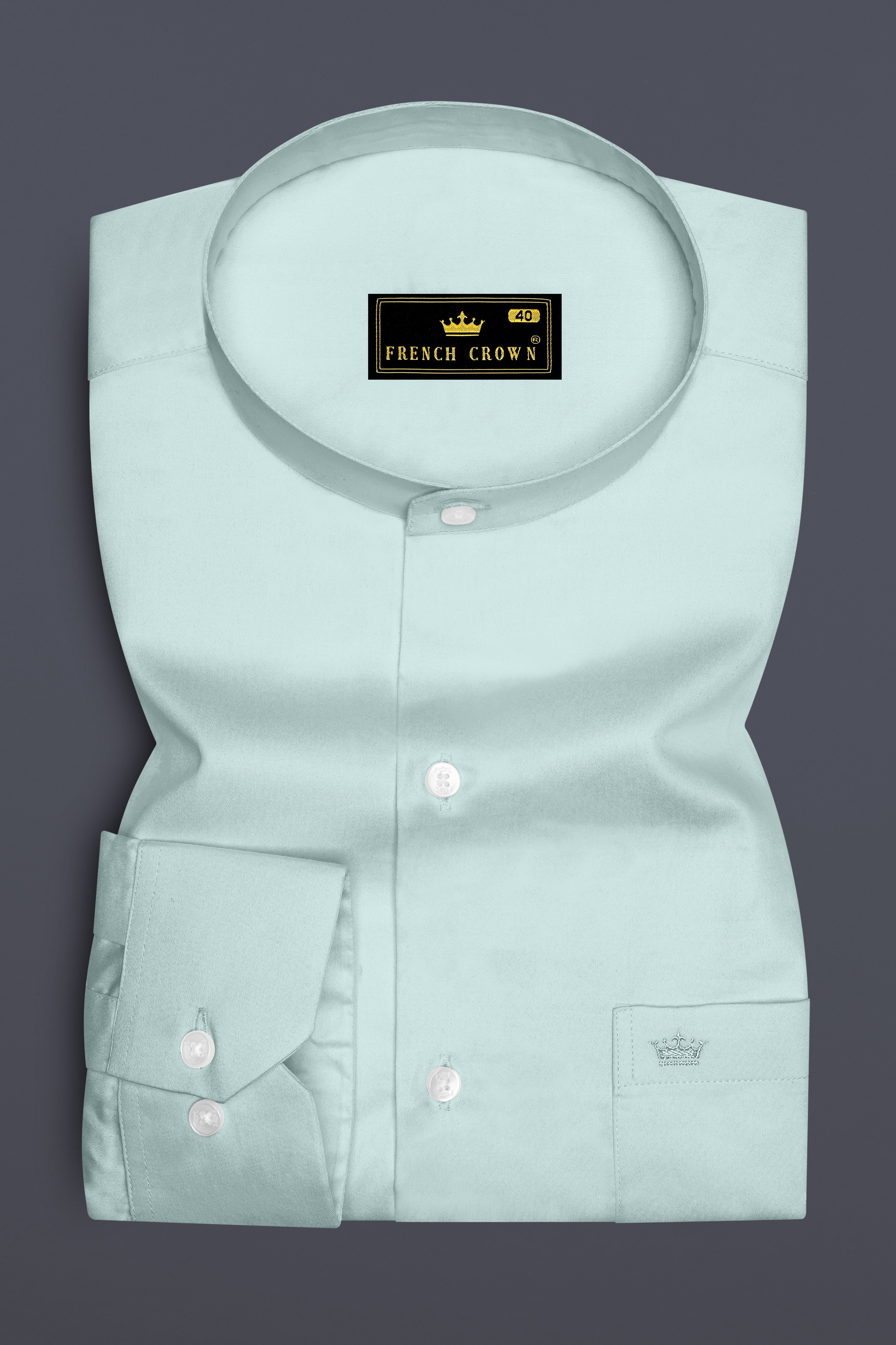 Sterling-Gainsboro Gray Subtle Sheen Super Soft Premium Cotton Mandarin Dress Shirt