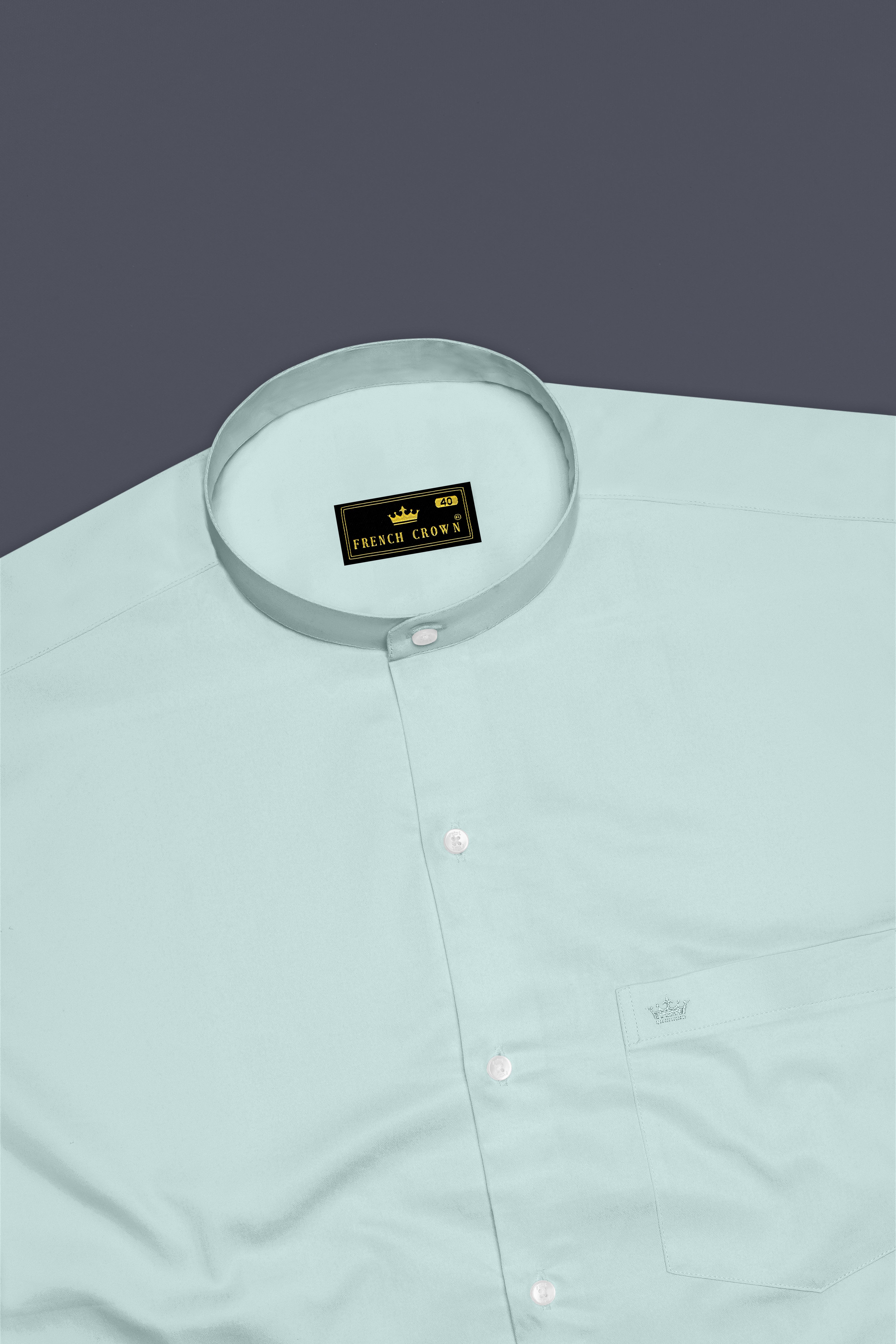 Sterling-Gainsboro Gray Subtle Sheen Super Soft Premium Cotton Mandarin Dress Shirt