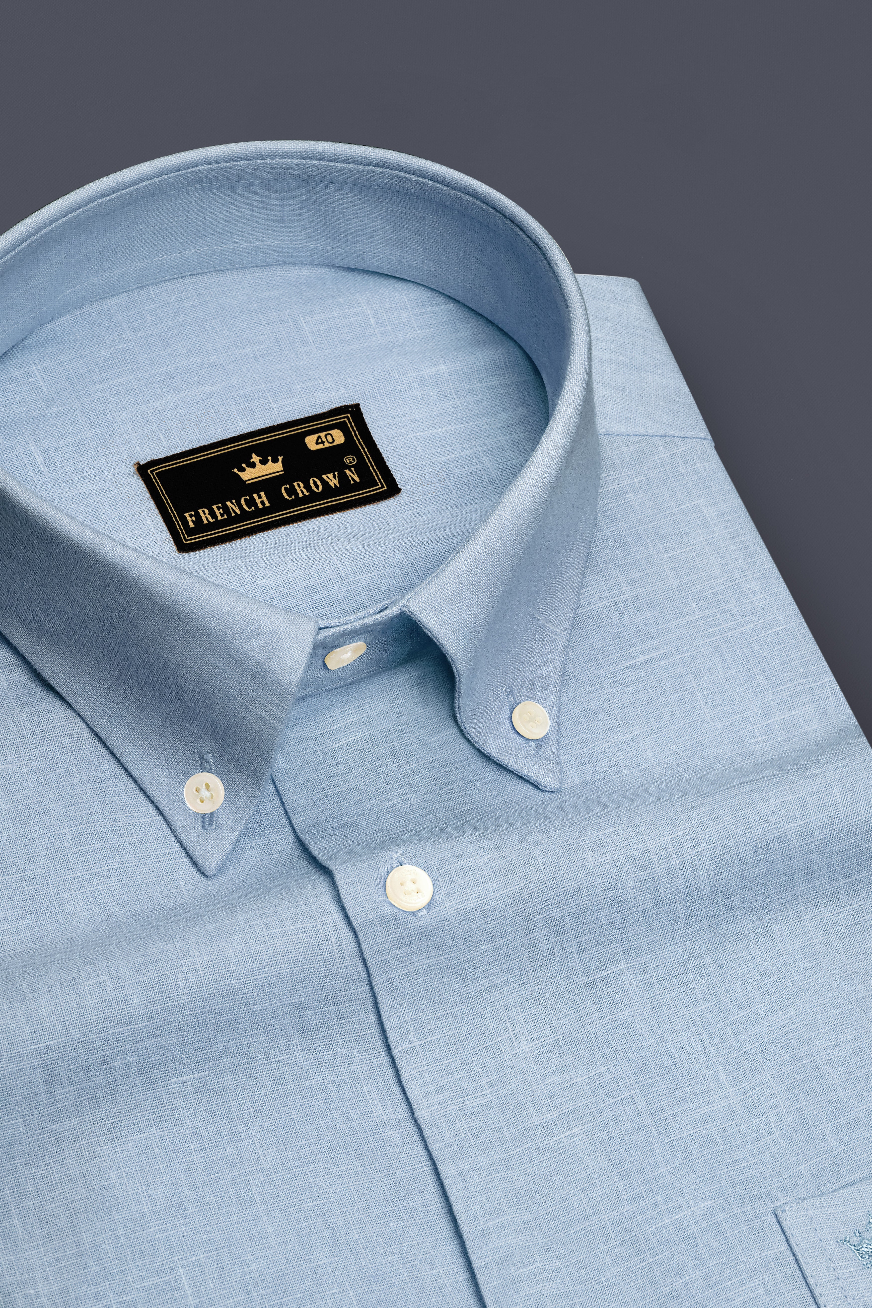 Poise-Waterloo Blue Luxurious Linen Button Down Dress Shirt