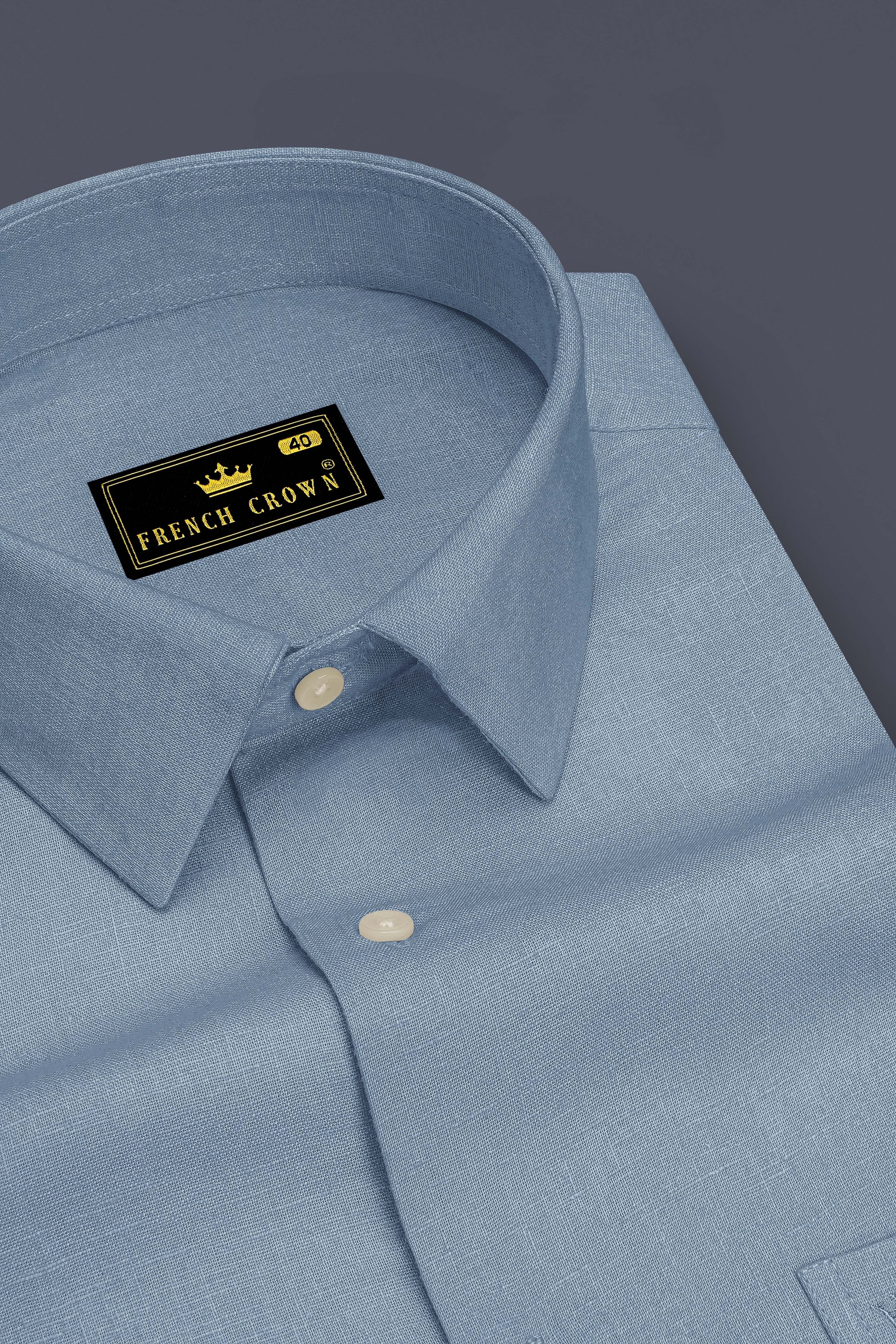 Poise-Waterloo Blue Luxurious Linen Dress Shirt