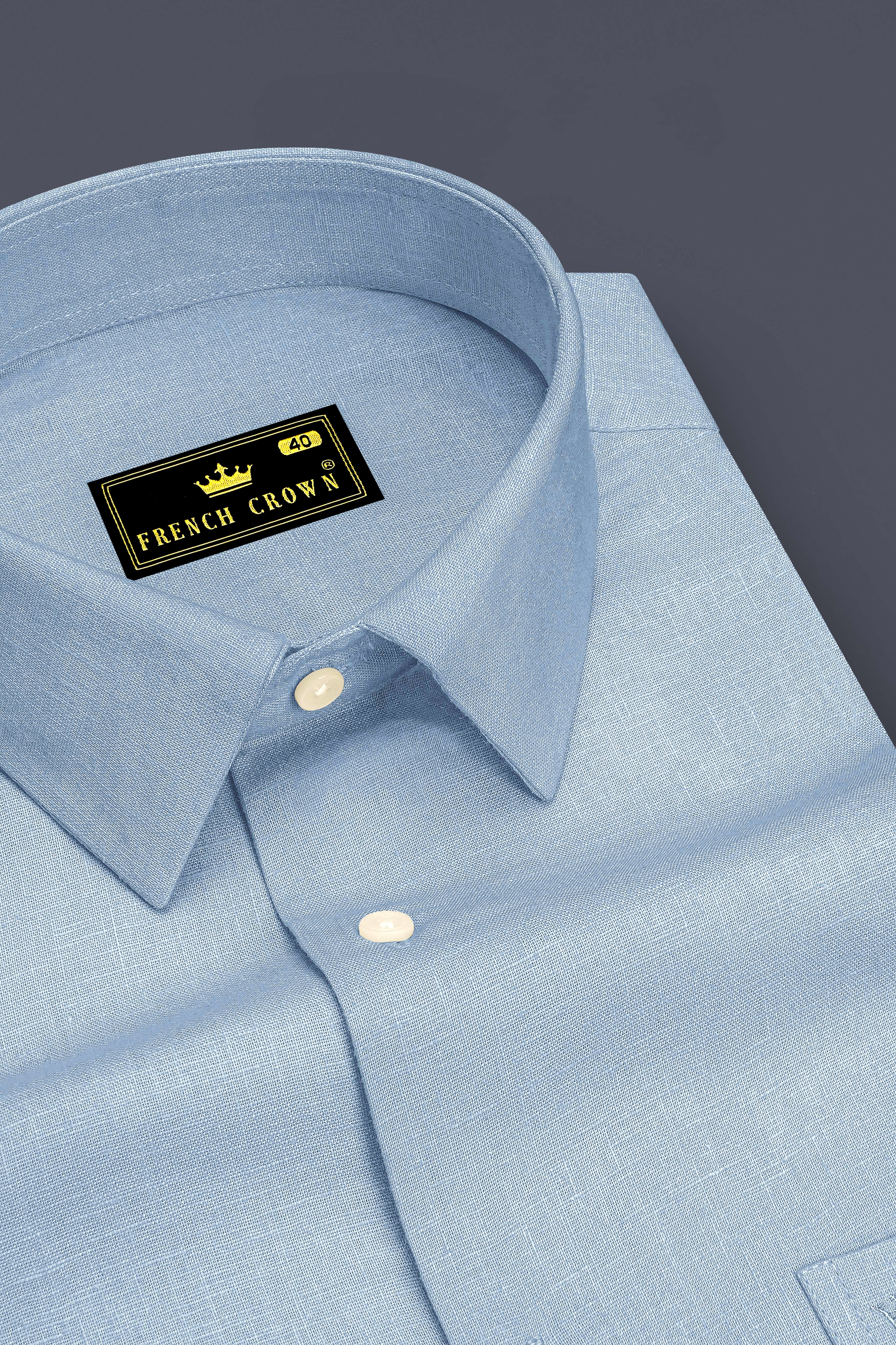 Poise-Waterloo Blue Luxurious Linen Dress Shirt