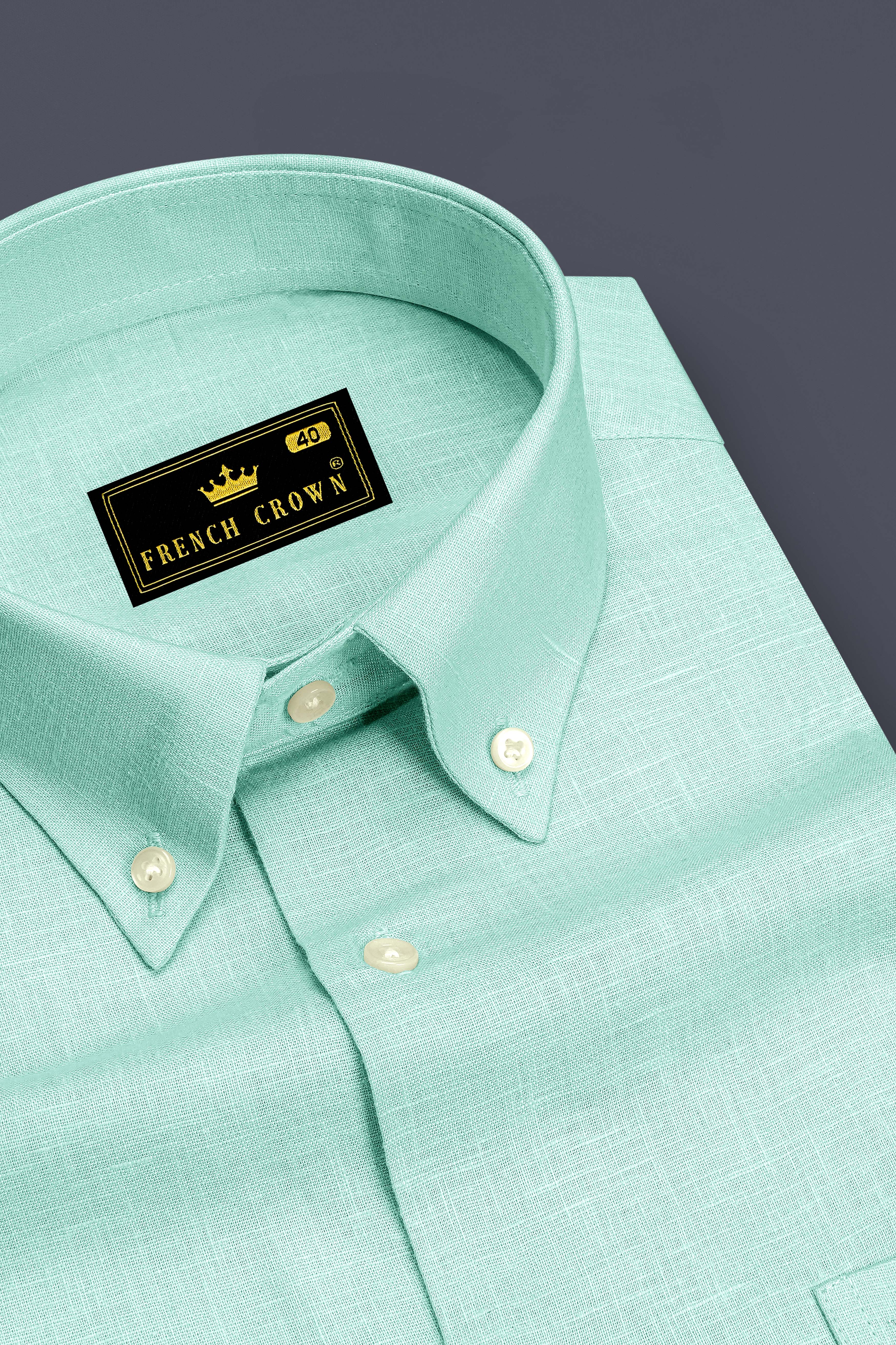 Zenith-Skeptic Blue Luxurious Linen Button Down Dress Shirt