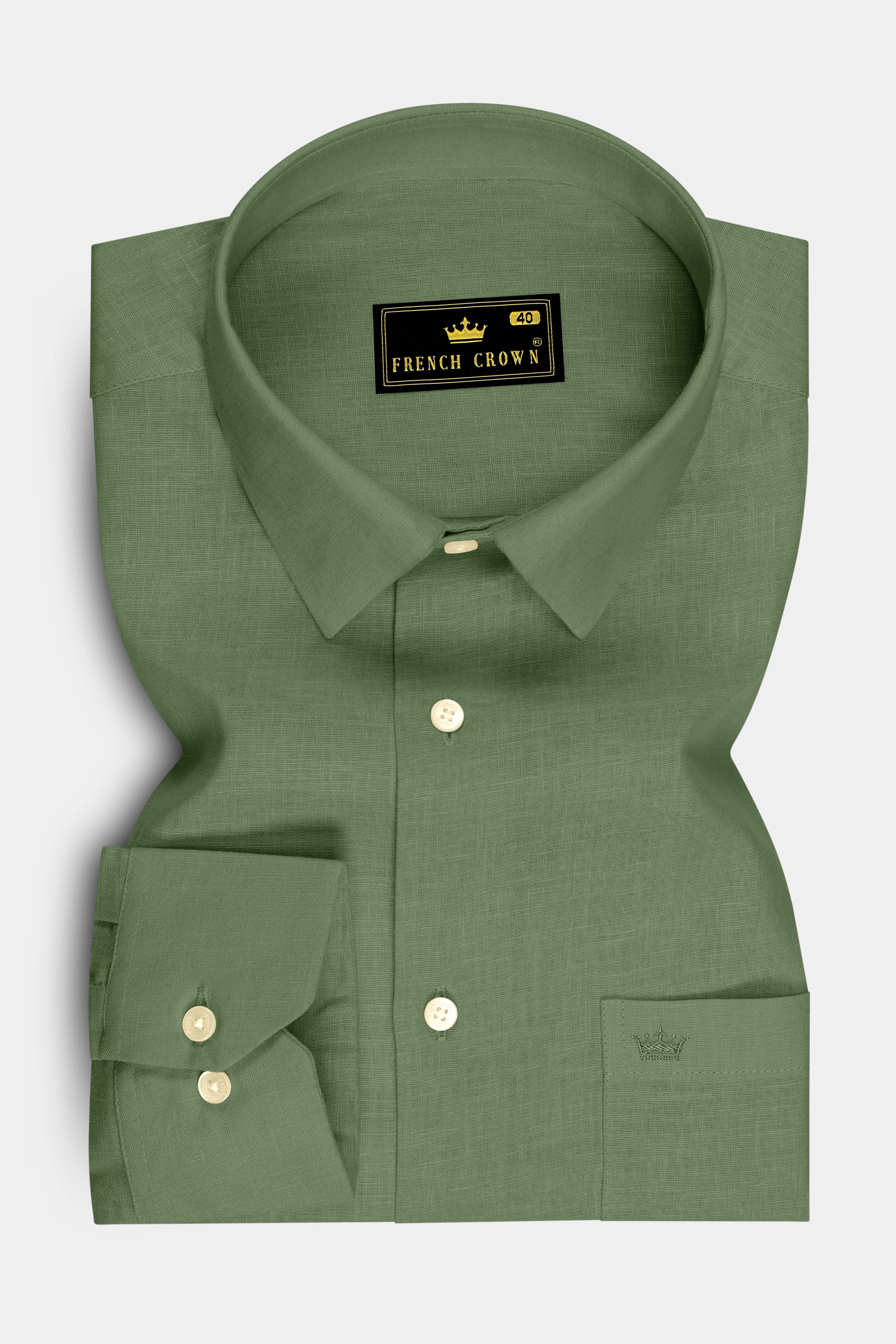 Emerald-Merlin Green Luxurious Linen Dress Shirt