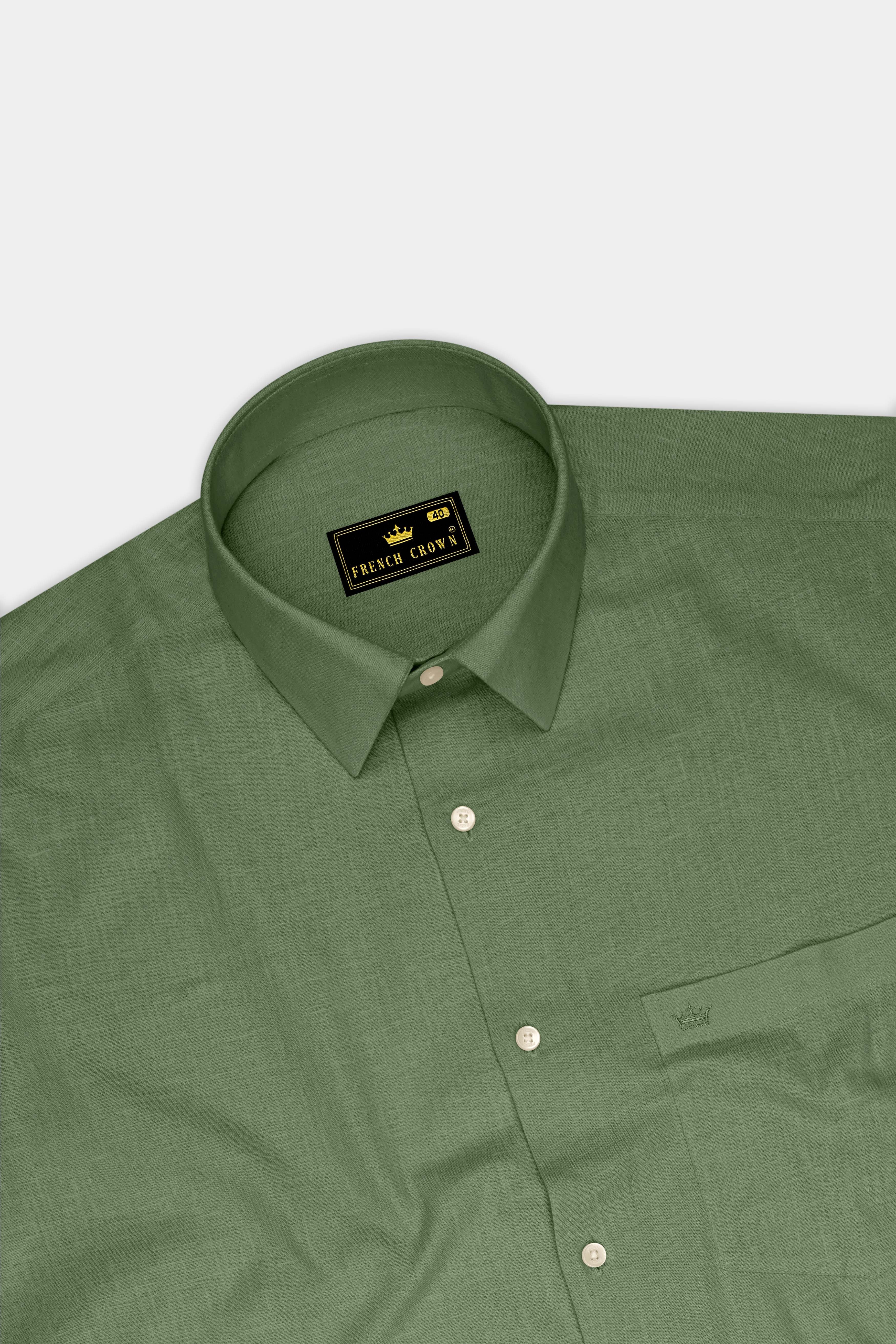 Emerald-Merlin Green Luxurious Linen Dress Shirt