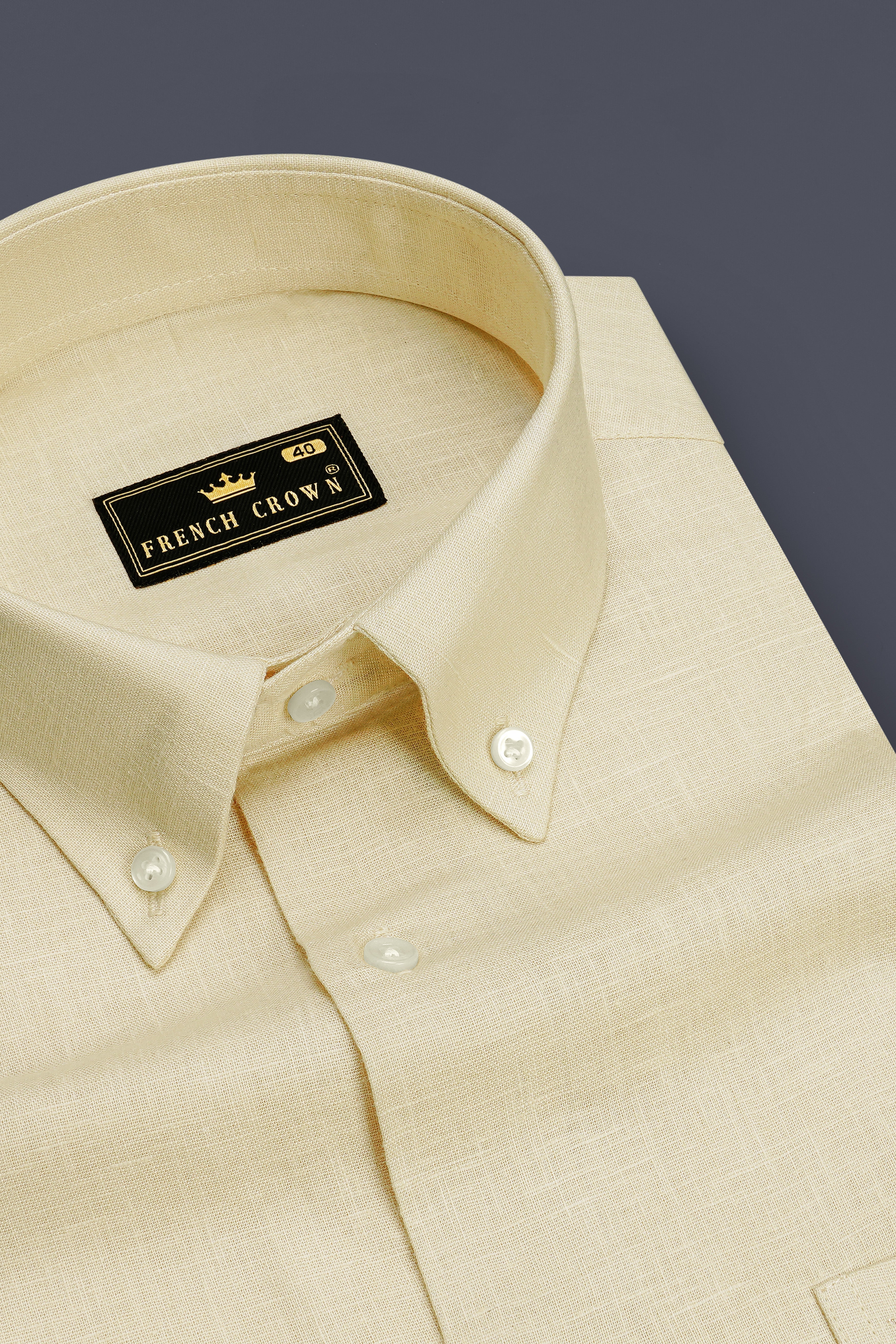 Vanille-Zorba Cream Luxurious Linen Button Down Dress Shirt