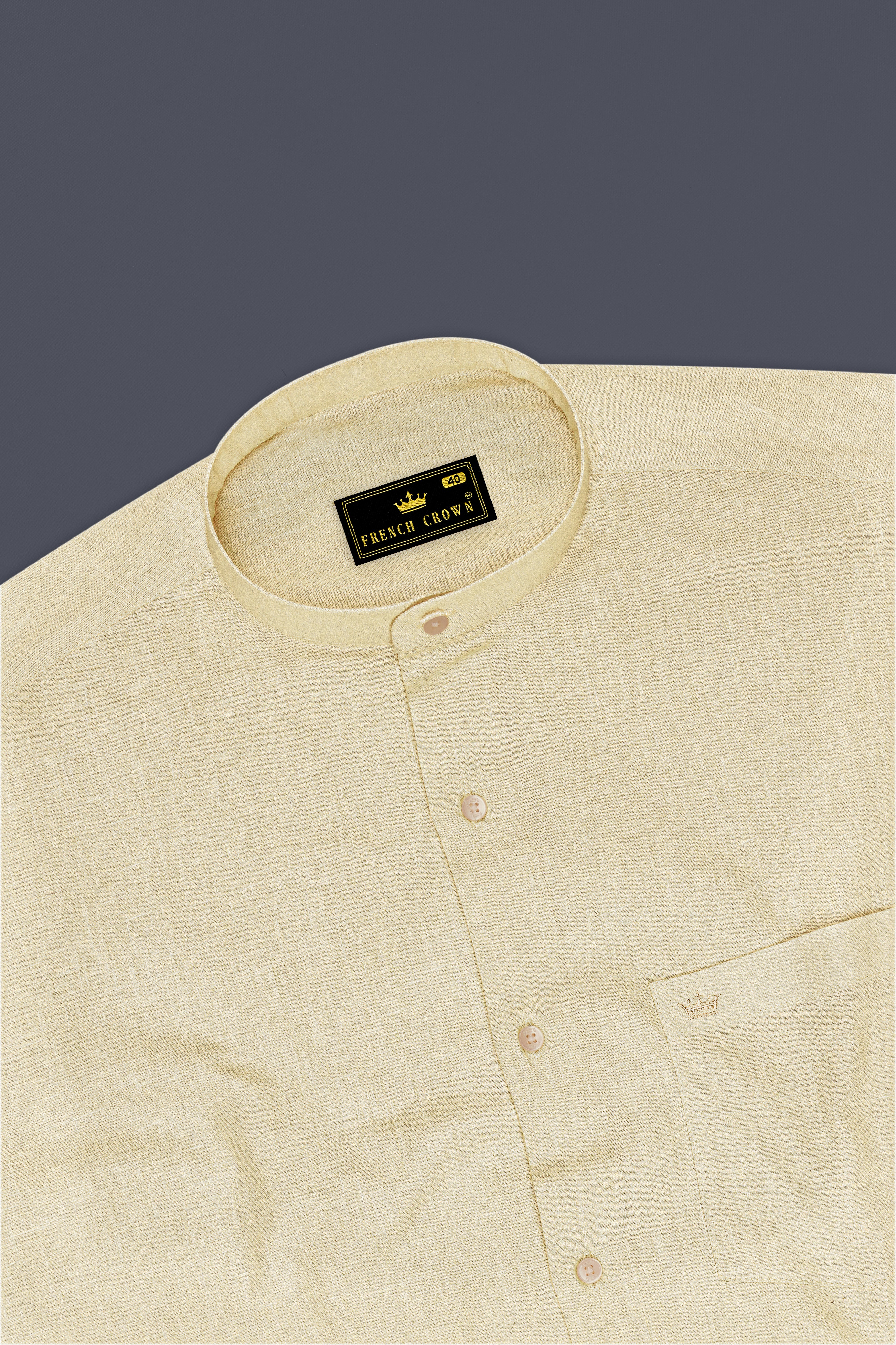Vanille-Zorba Cream Luxurious Linen Mandarin Dress Shirt