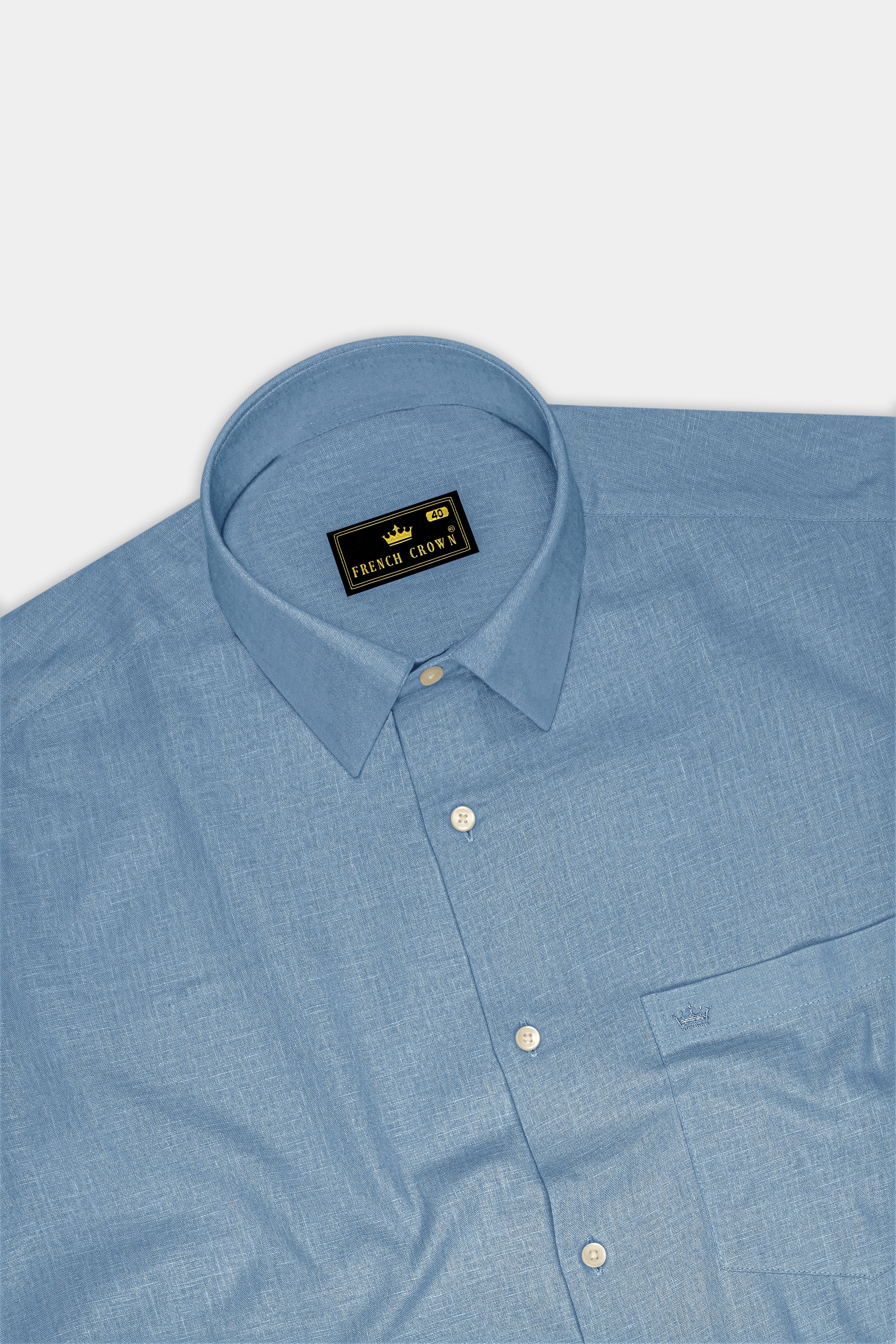 Azure-Lynch Blue Luxurious Linen Dress Shirt
