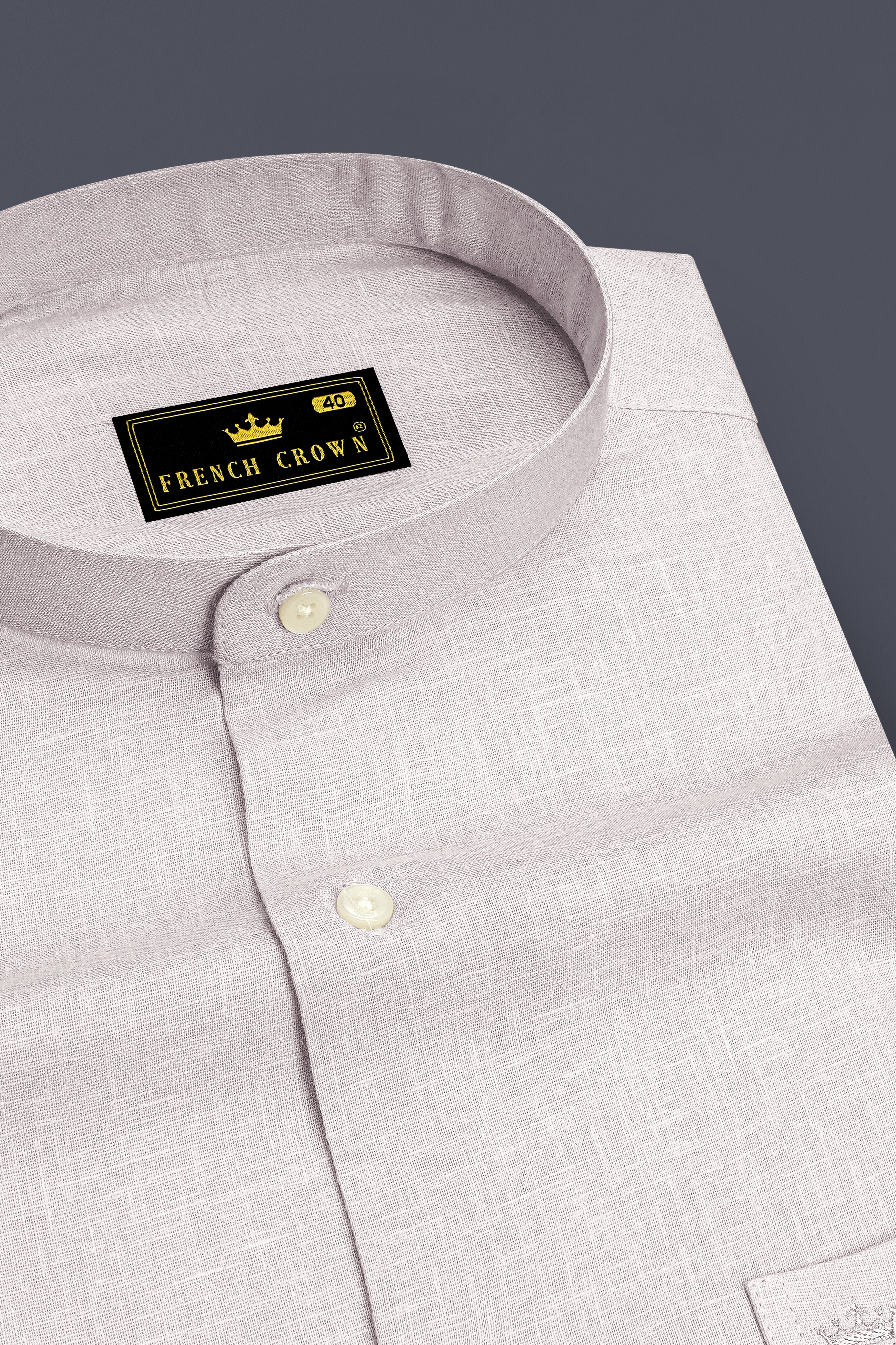 Anchor-Pearl Bush Gray Luxurious Linen Mandarin Dress Shirt