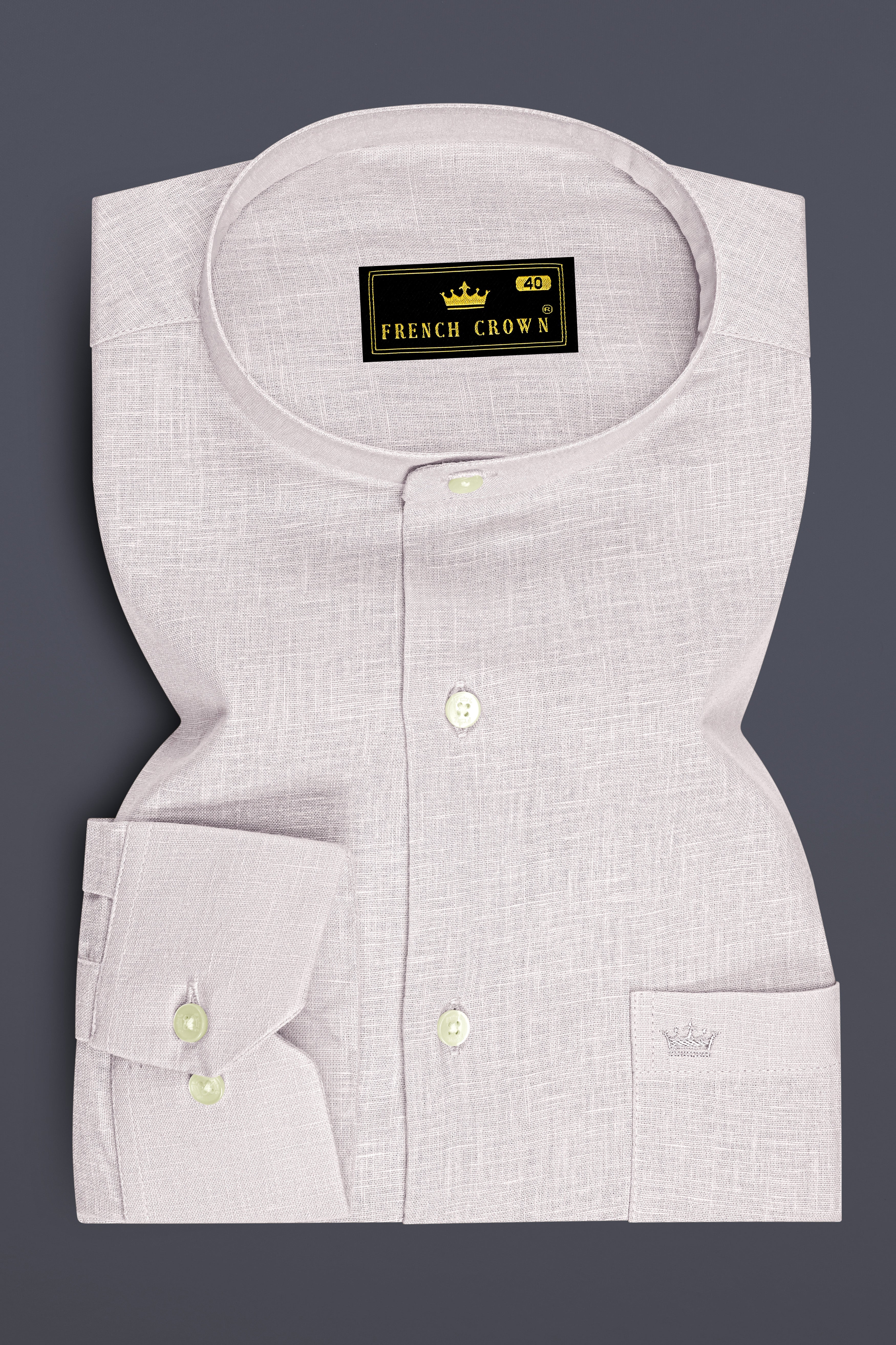 Anchor-Pearl Bush Gray Luxurious Linen Mandarin Dress Shirt