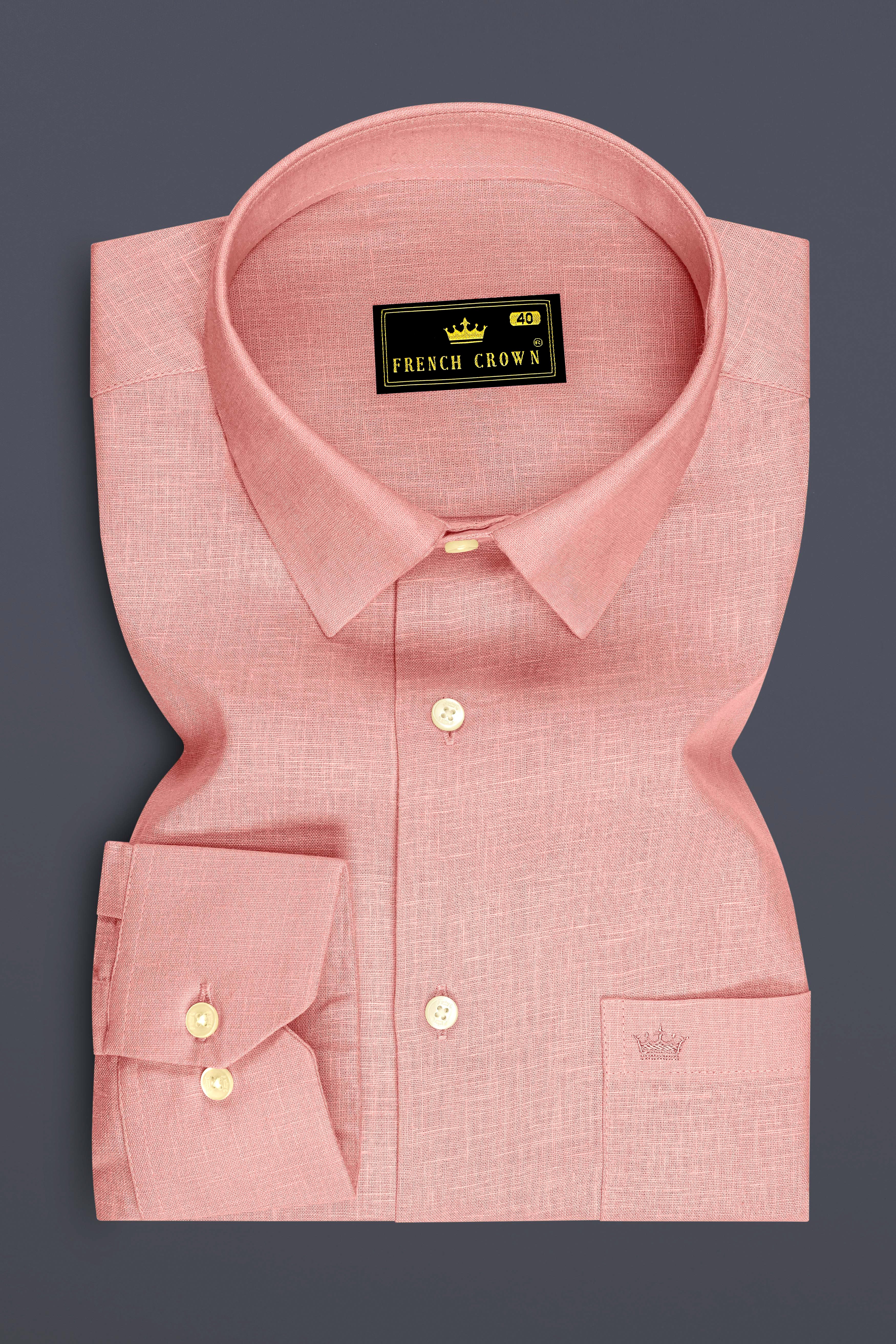 Apricot-Oriental Peach Luxurious Linen Dress Shirt