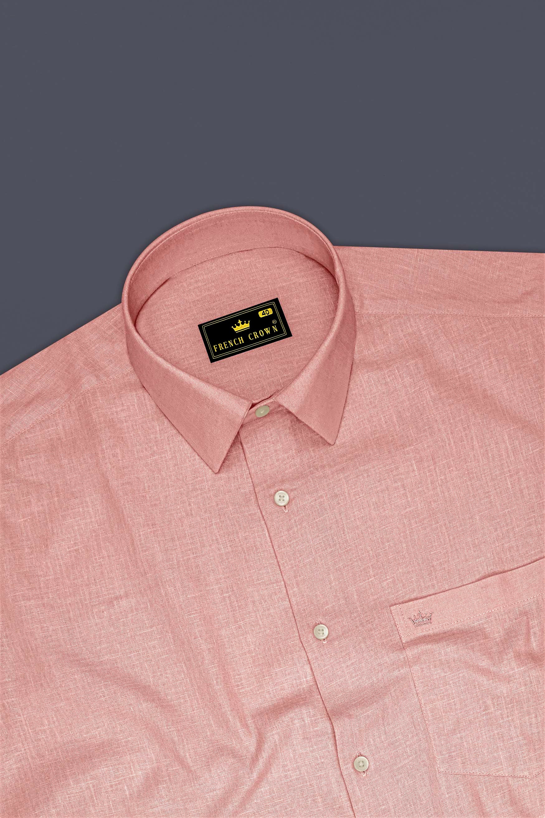Apricot-Oriental Peach Luxurious Linen Dress Shirt