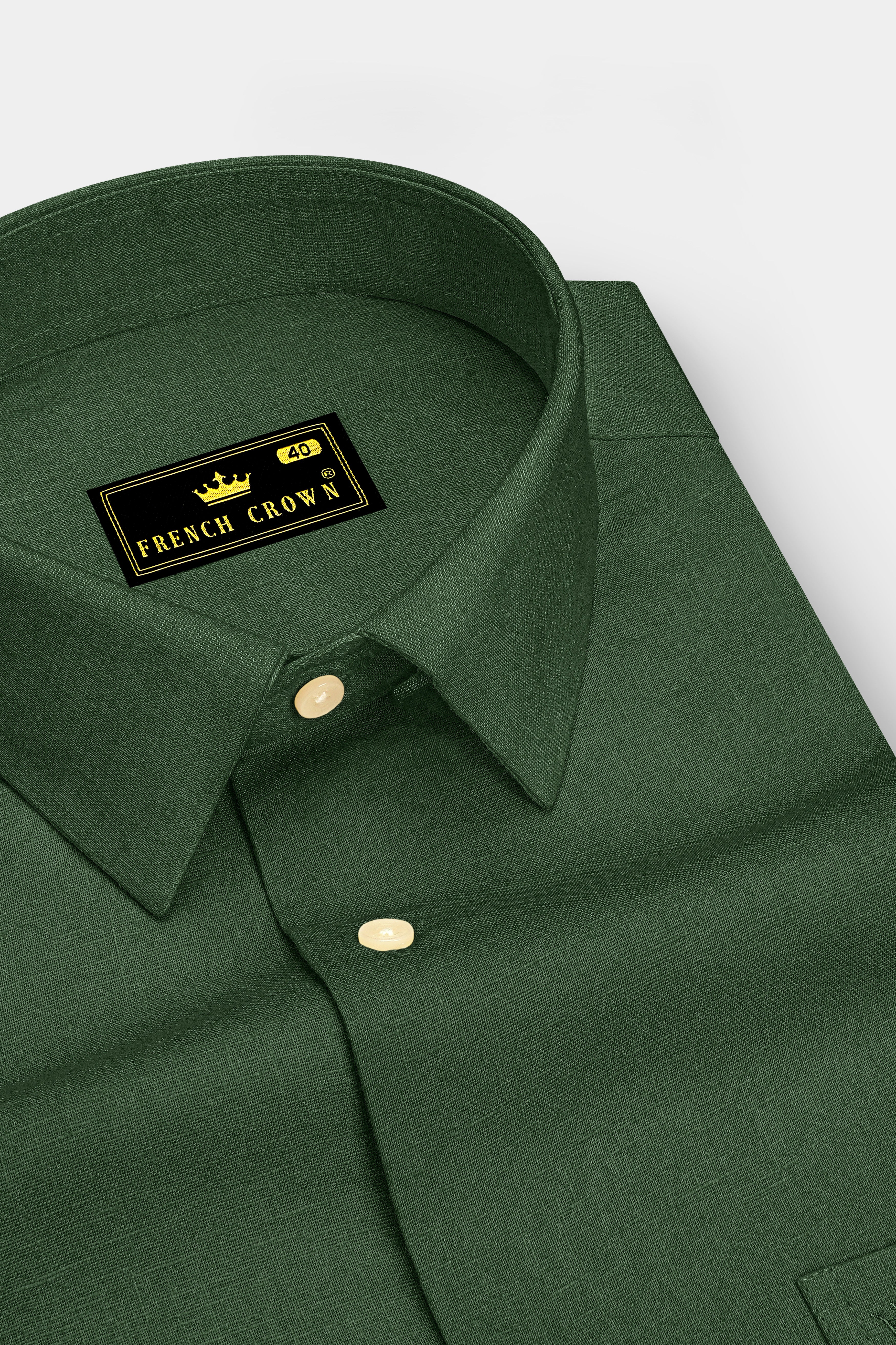 Orbit-Space Green Luxurious Linen Dress Shirt