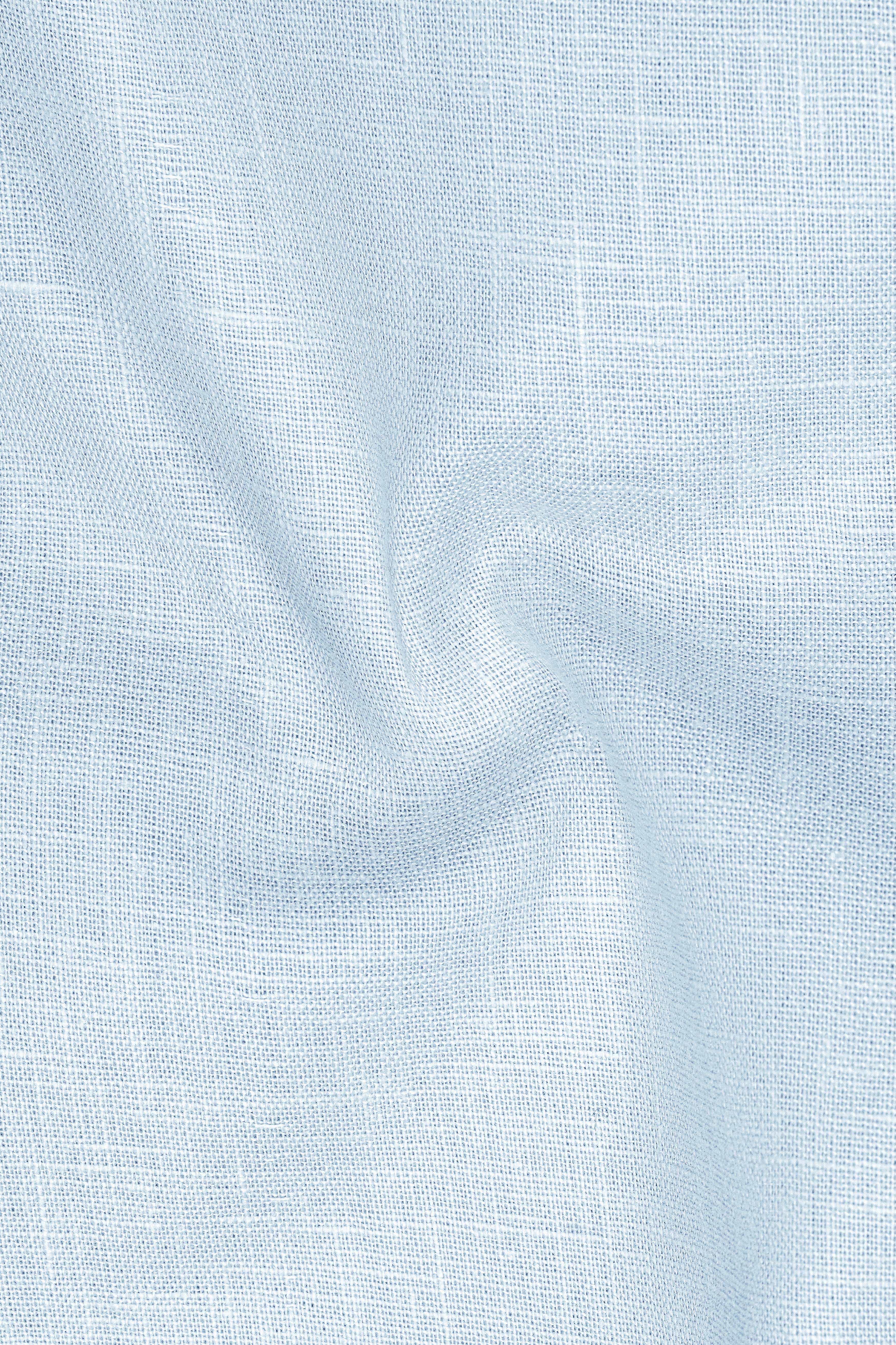 Ocean-Casper Blue Luxurious Linen Mandarin Dress Shirt