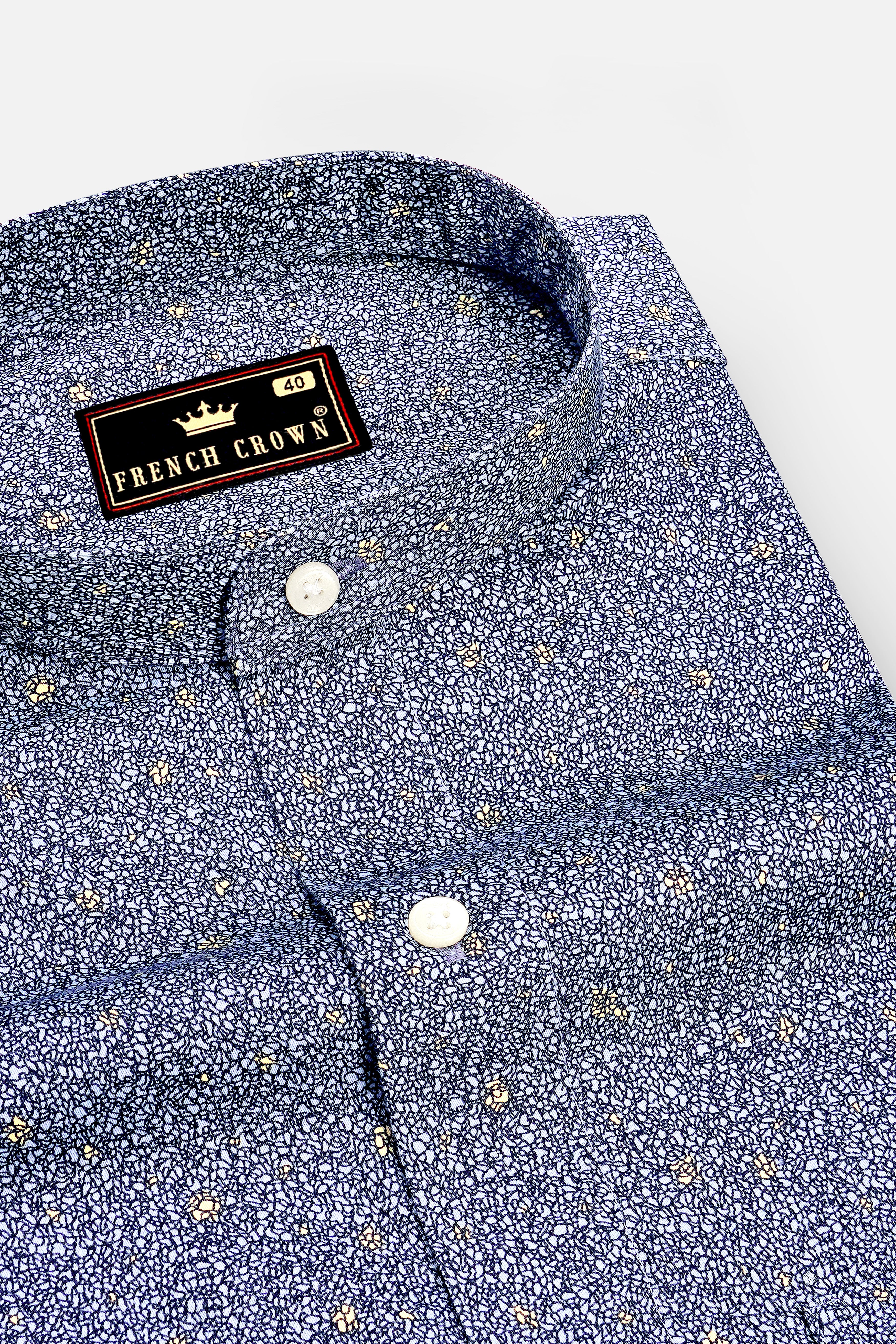 Drift-Ship Cove Blue Micro Abstract Printed Subtle Sheen Super Soft Premium Cotton Casual Shirt