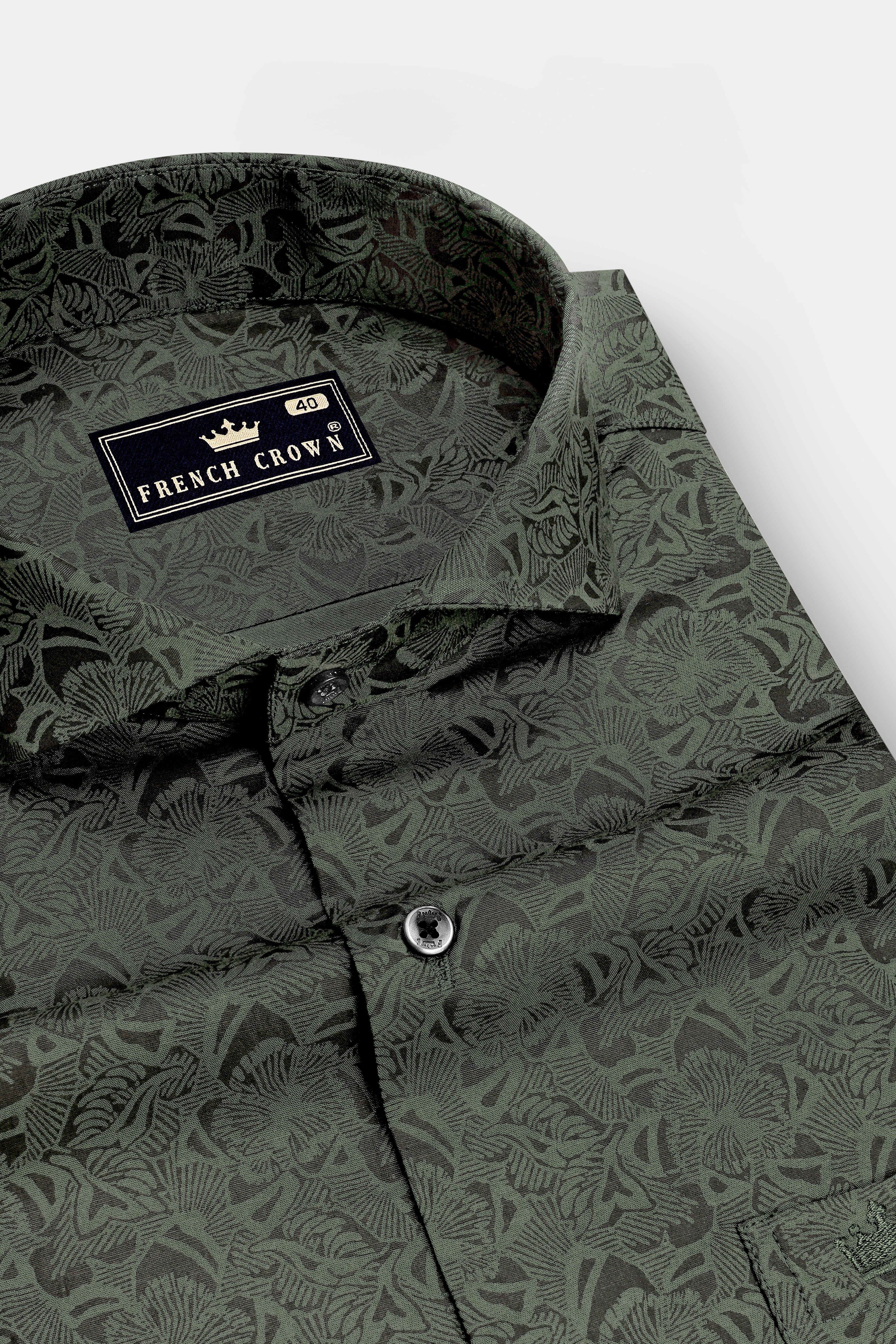 Botanica-Finlandia Green Tonal Floral Printed Super Soft Premium Cotton Casual Shirt