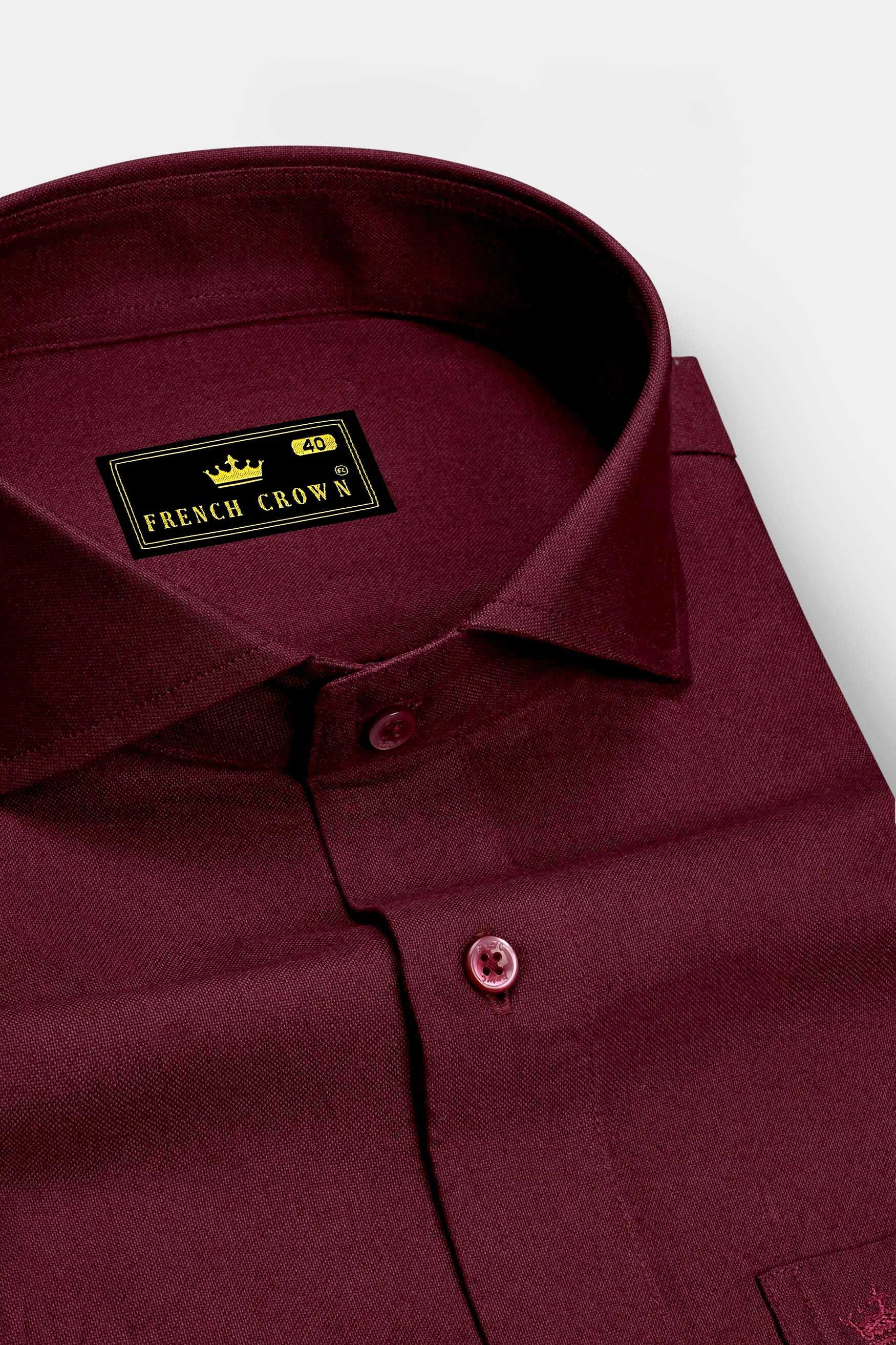 Torrin-Burnt Maroon Oxford Premium Cotton Dress Shirt