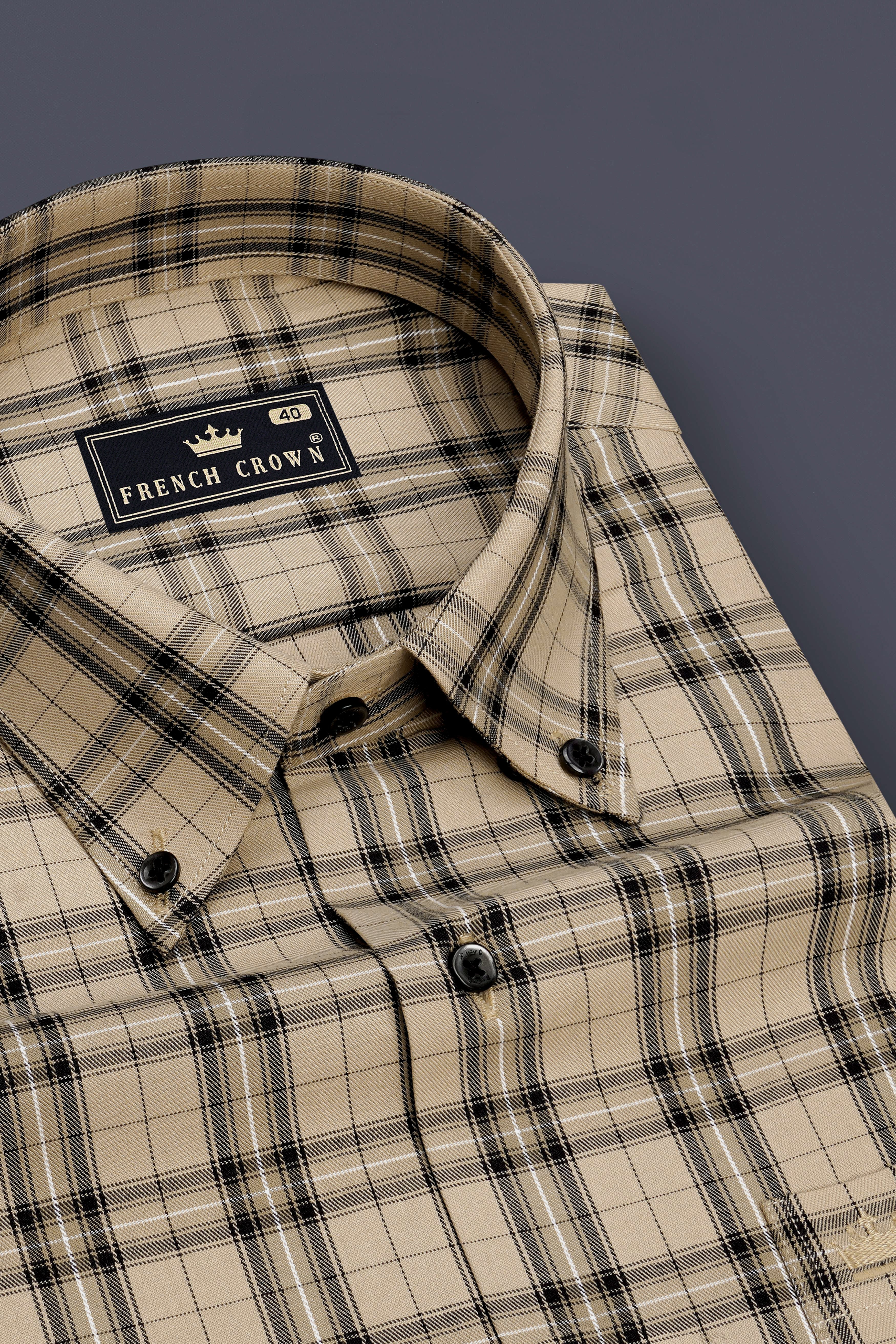 Oasis-Rodeo Dust Cream Plaid Twill Premium Cotton Semi Formal Shirt