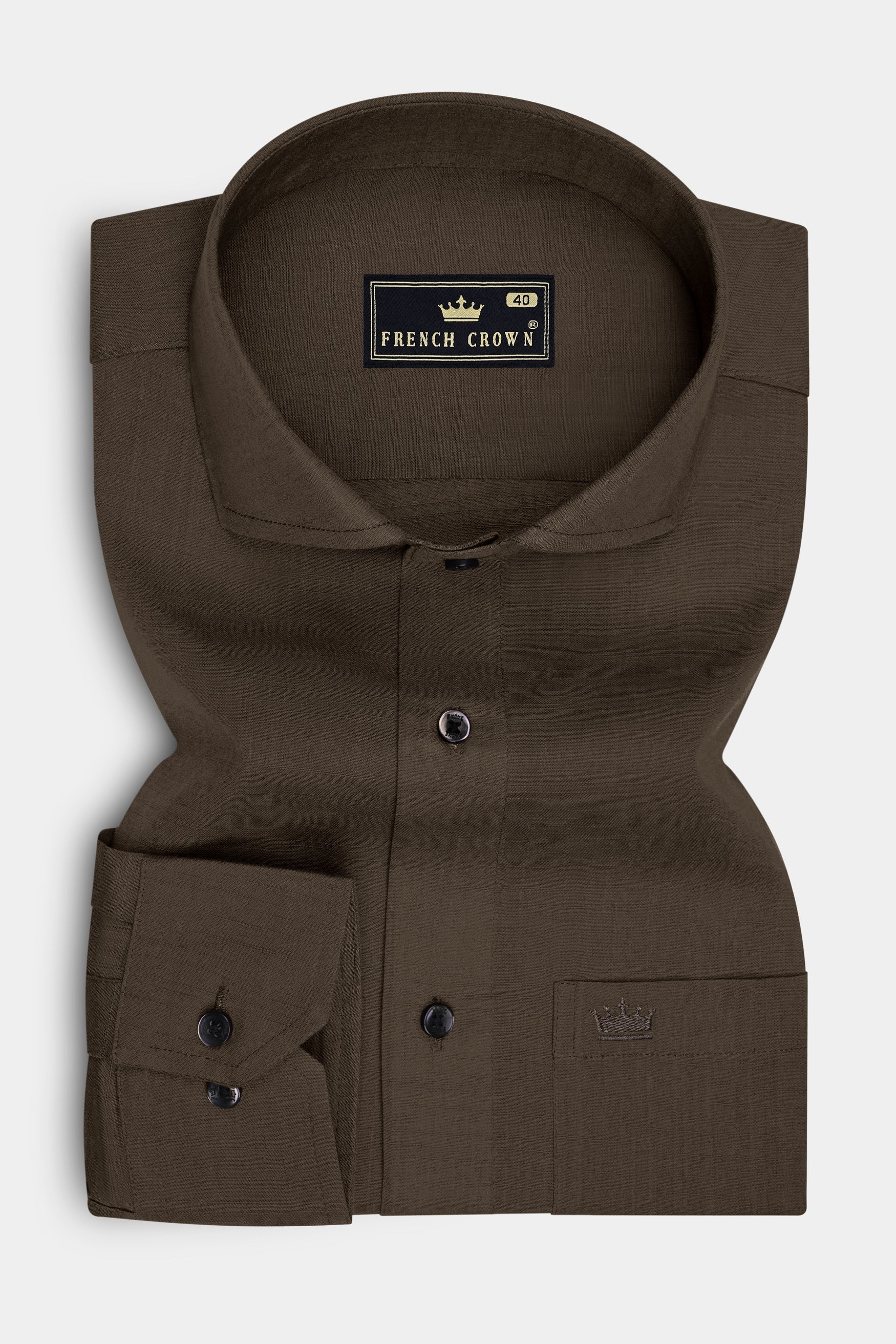 Earthen-Taupe Brown Chambray Premium Cotton Dress Shirt